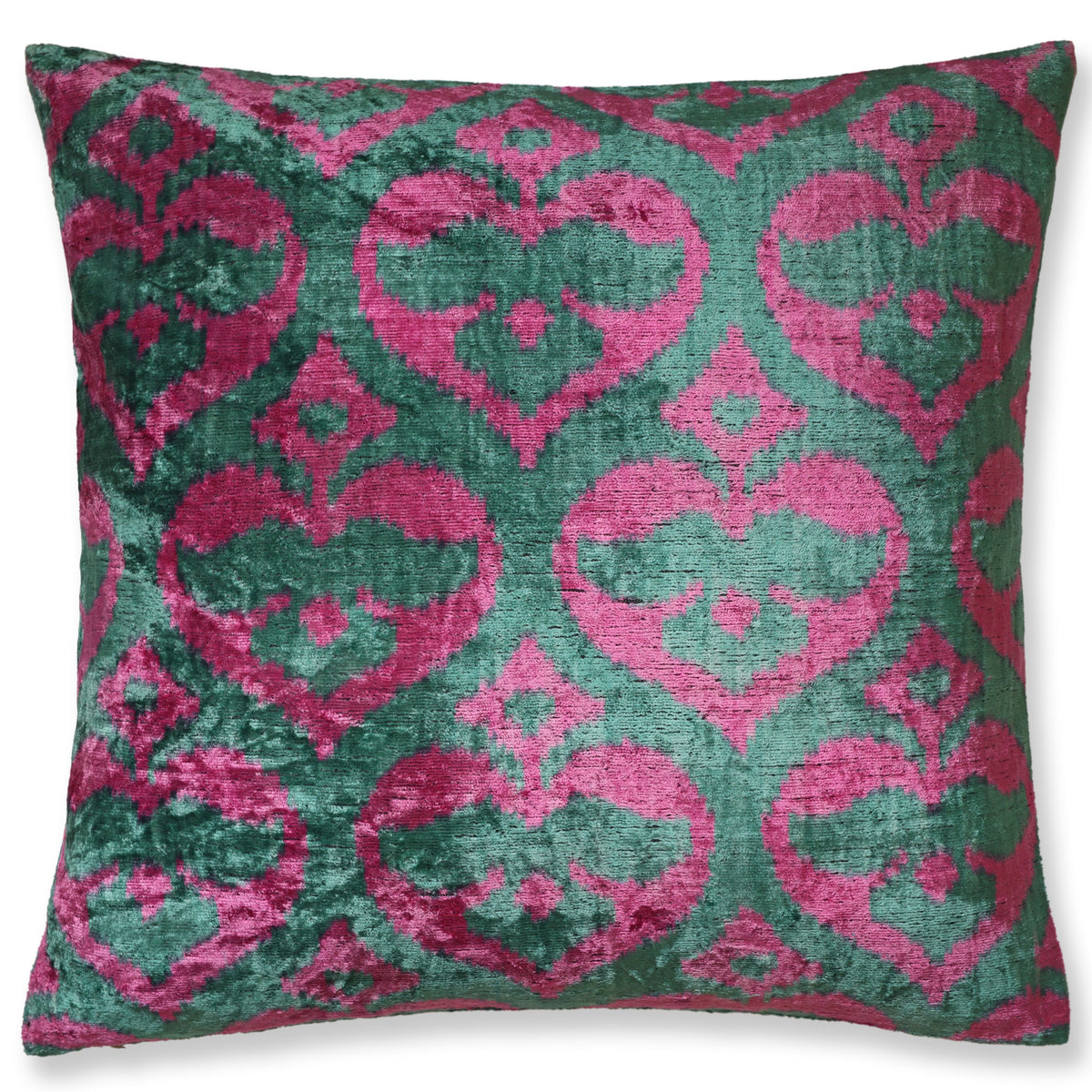 Emerald Green & Magenta Silk Velvet Pillow – 20x20