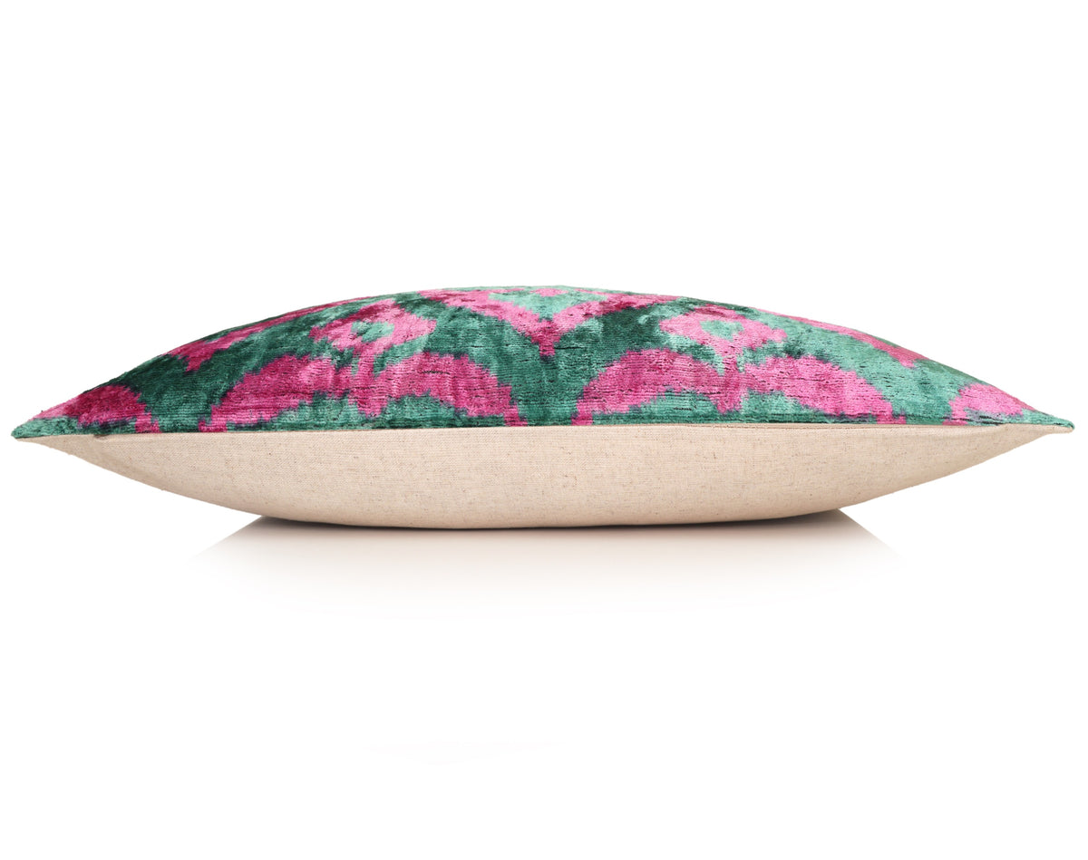 Emerald Green & Magenta Silk Velvet Pillow – 20x20