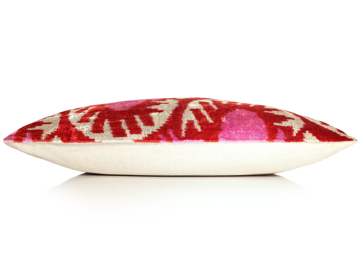 Ruby Red & Pink Silk Velvet Pillow – 20x20