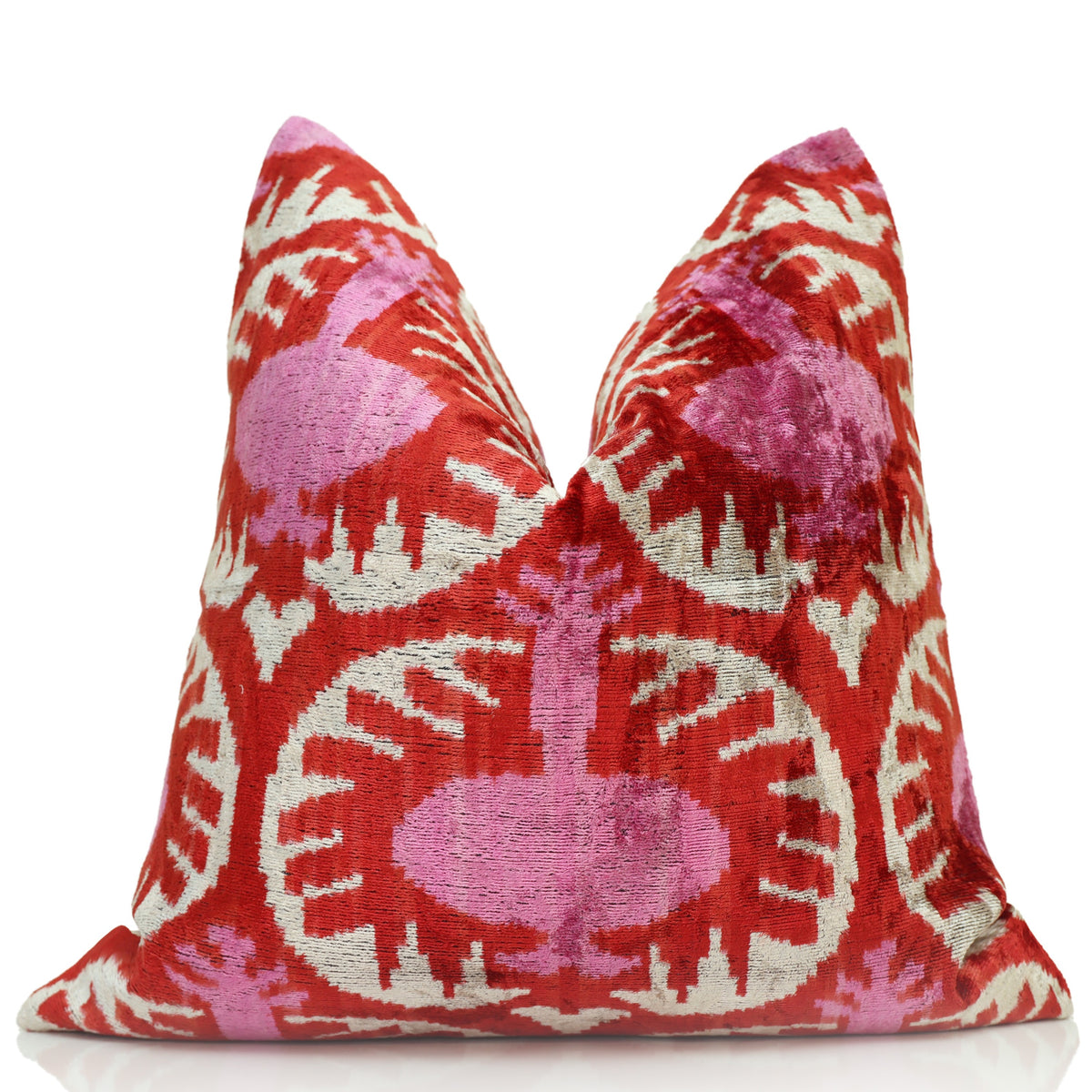 Ruby Red & Pink Silk Velvet Pillow – 20x20