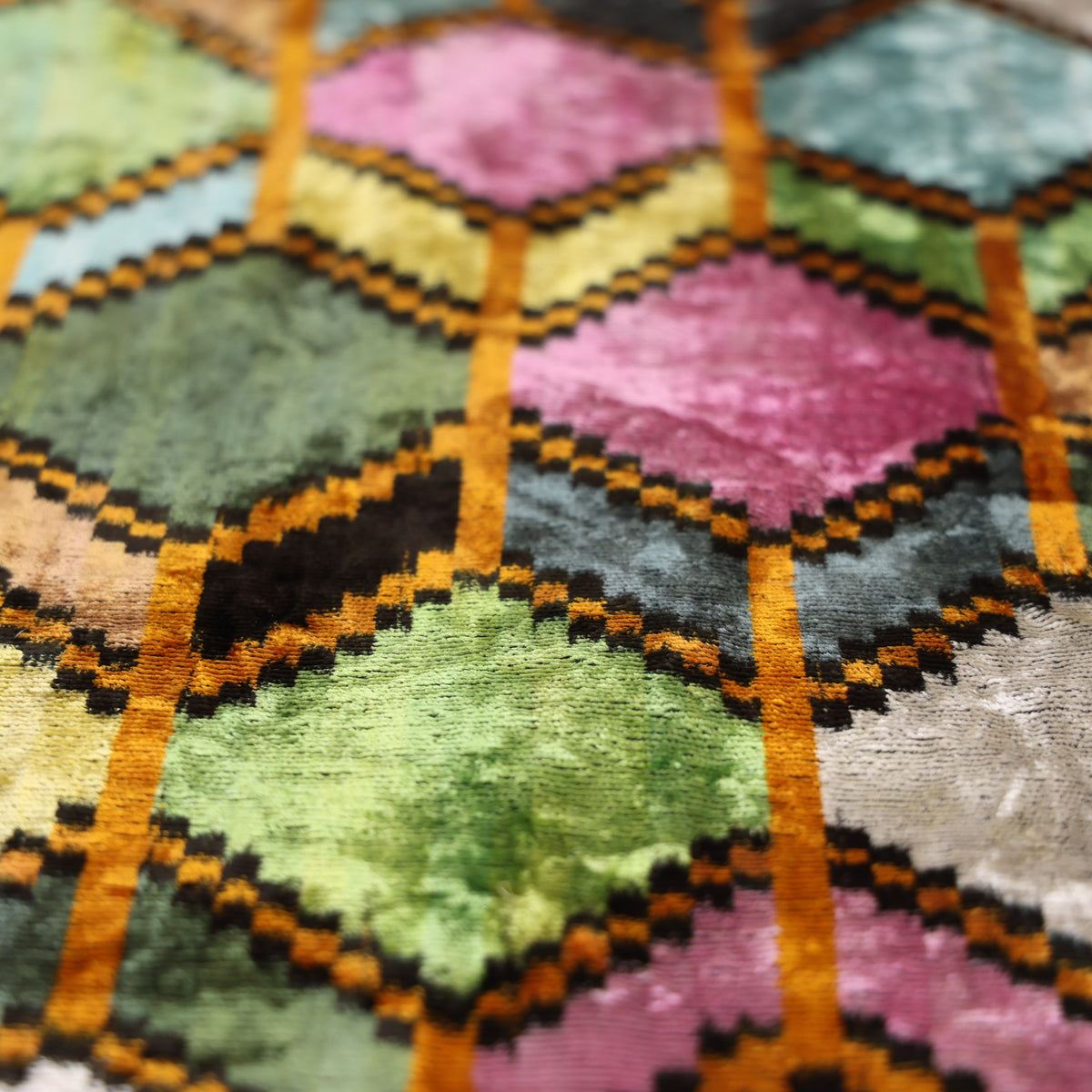 Multicolor Geometric Silk Velvet Pillow – 20x20
