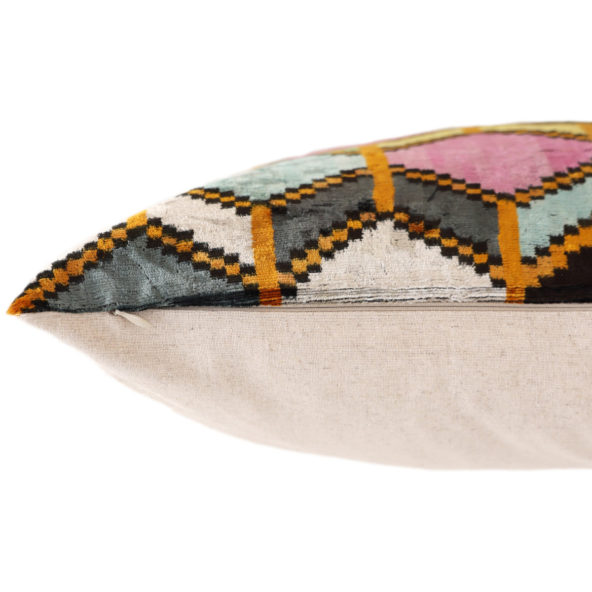 Multicolor Geometric Silk Velvet Pillow – 20x20
