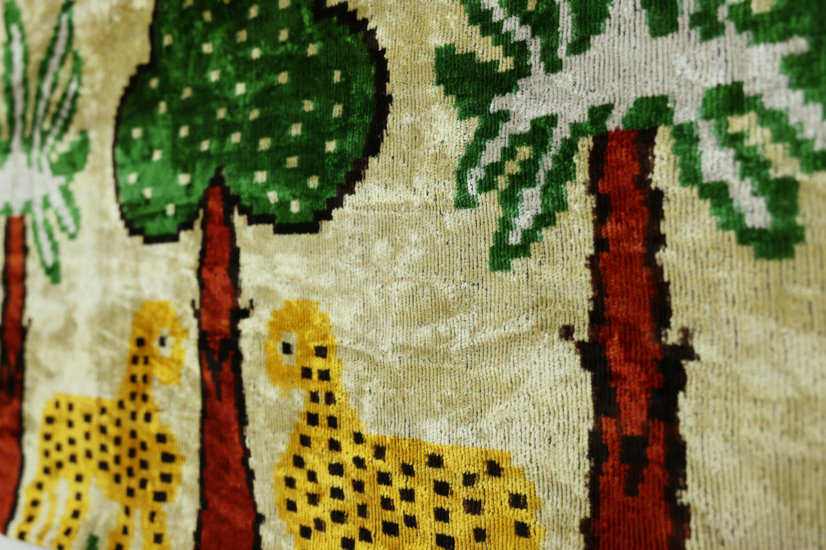 Safari Scene Silk Velvet Pillow 16x24 Handmade Luxury Cushion