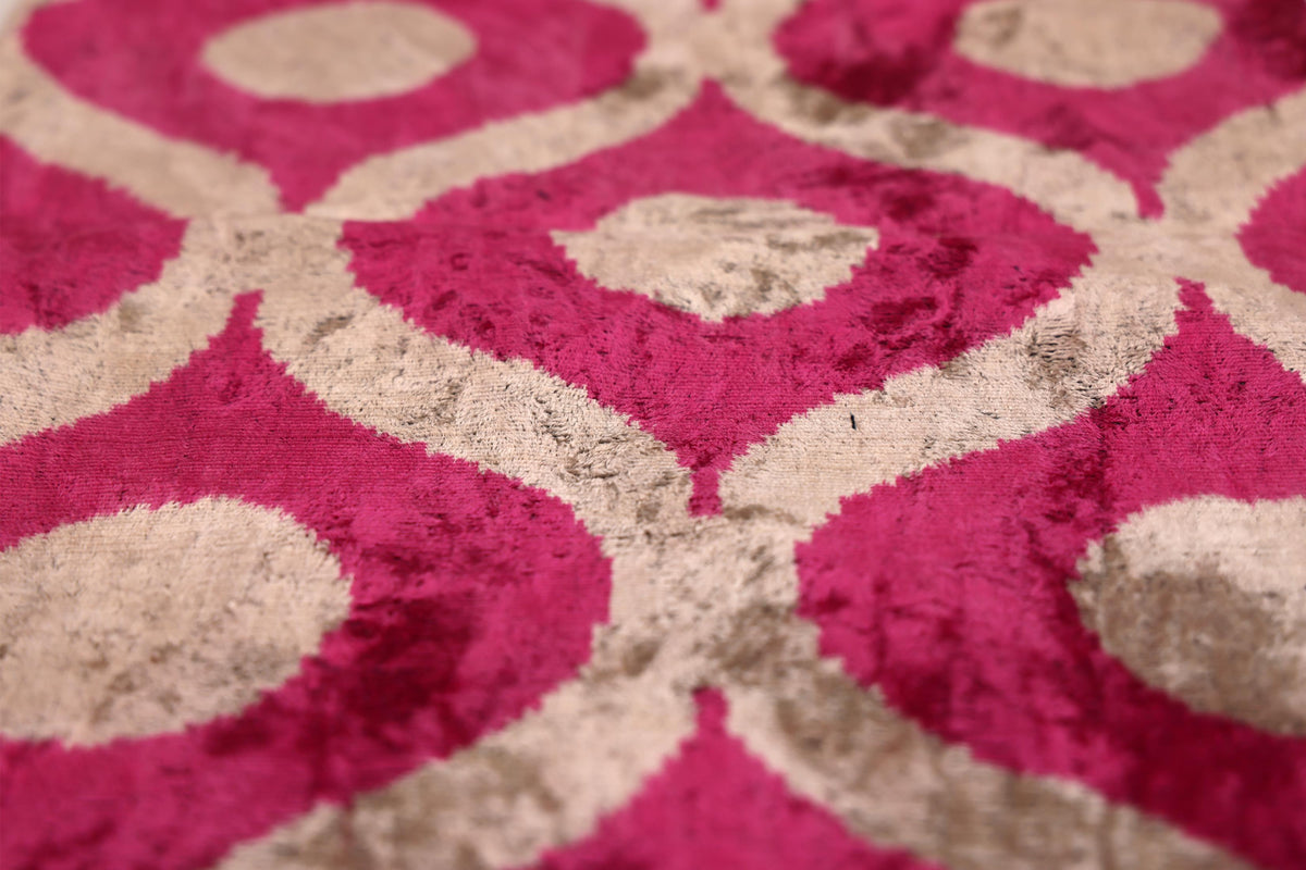 Fuchsia Orbit Silk Velvet Pillow 16x24 Handmade Luxury Lumbar Cushion