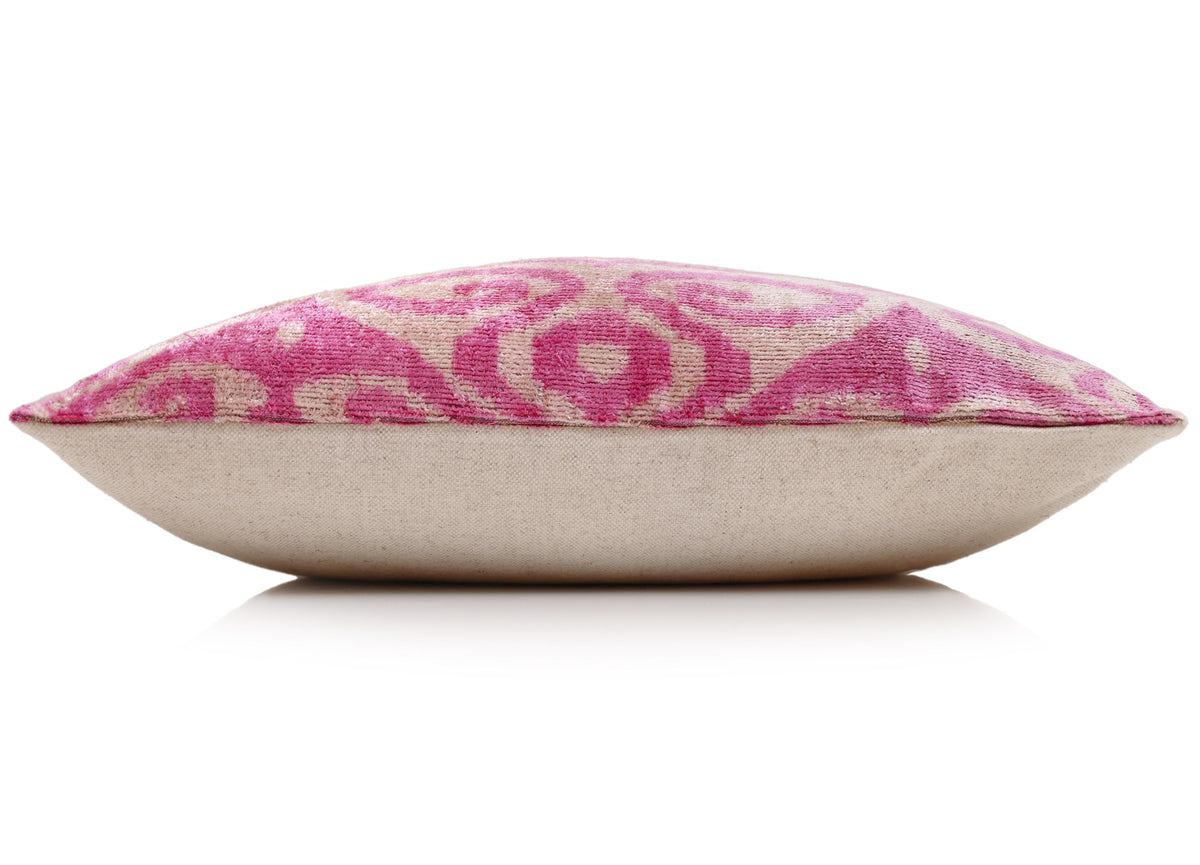 Rose Silk Velvet Pillow 16x24 Handmade Luxury Lumbar Cushion