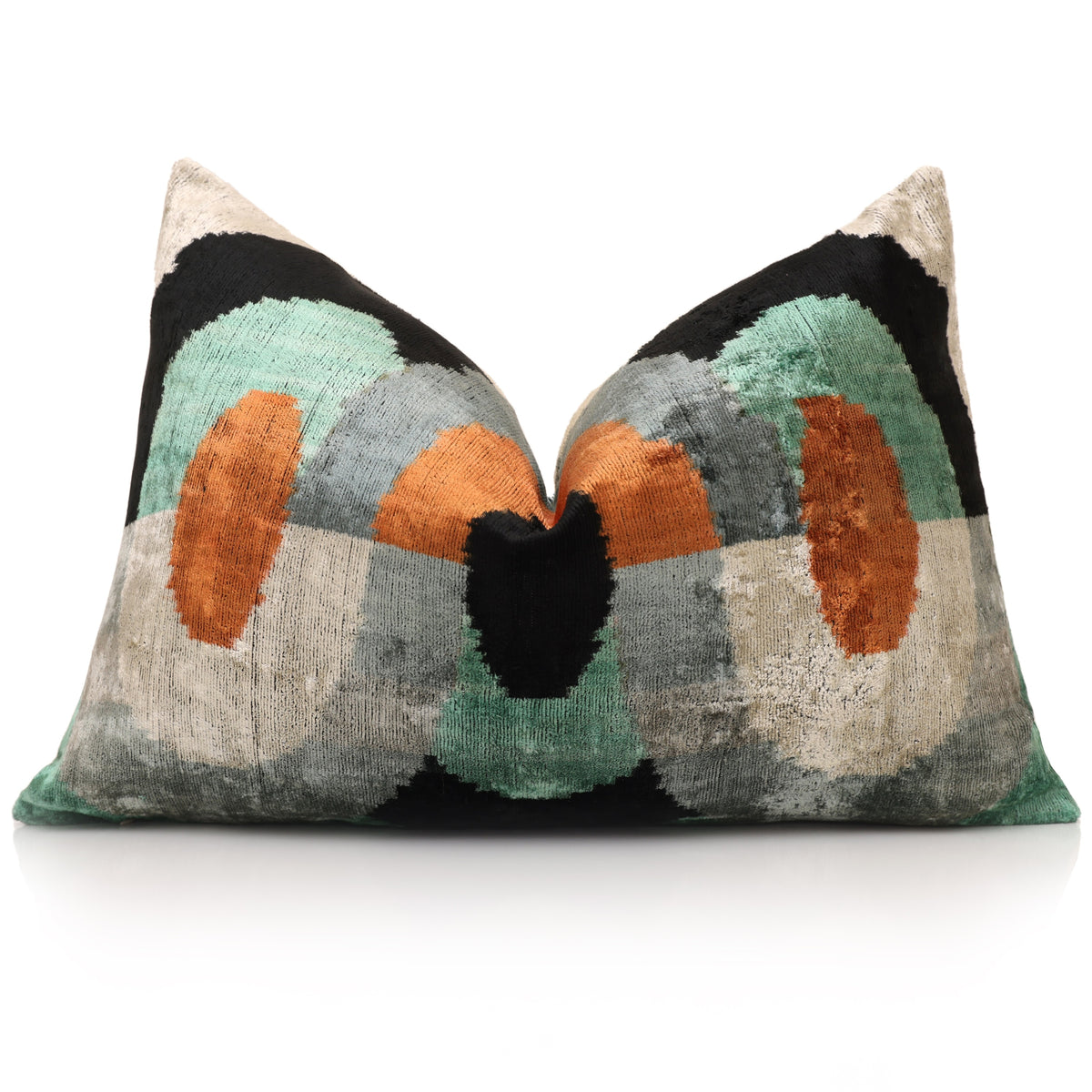 Slate Gray Geometric Silk Velvet Lumbar Pillow – 16x24
