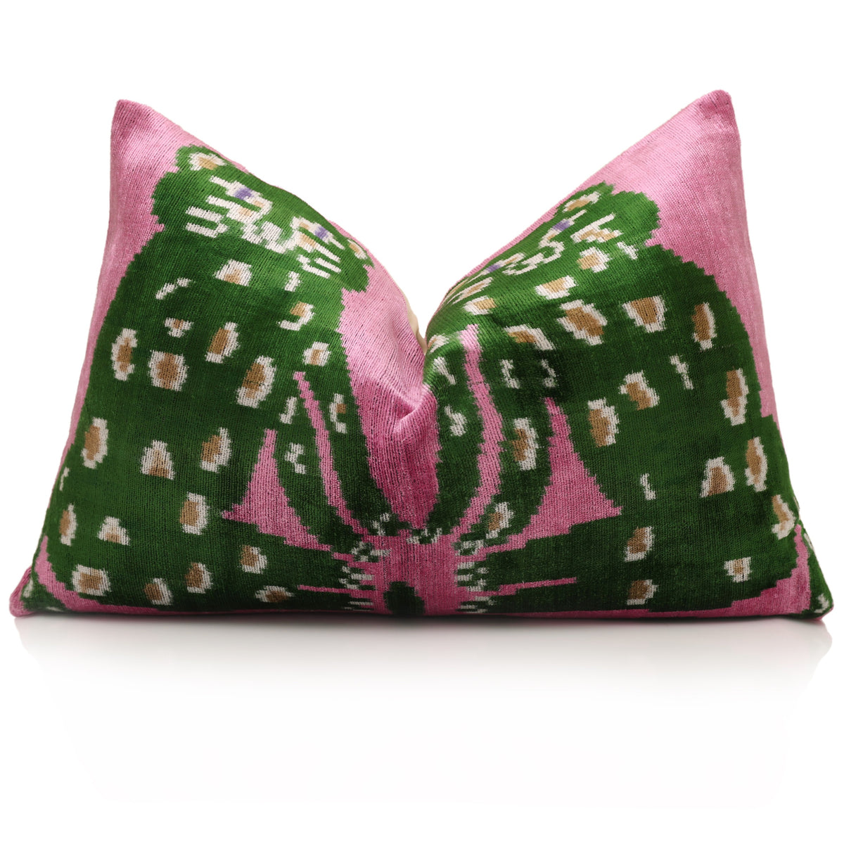 Emerald & Pink Leopard Silk Velvet Lumbar Pillow – 16x24