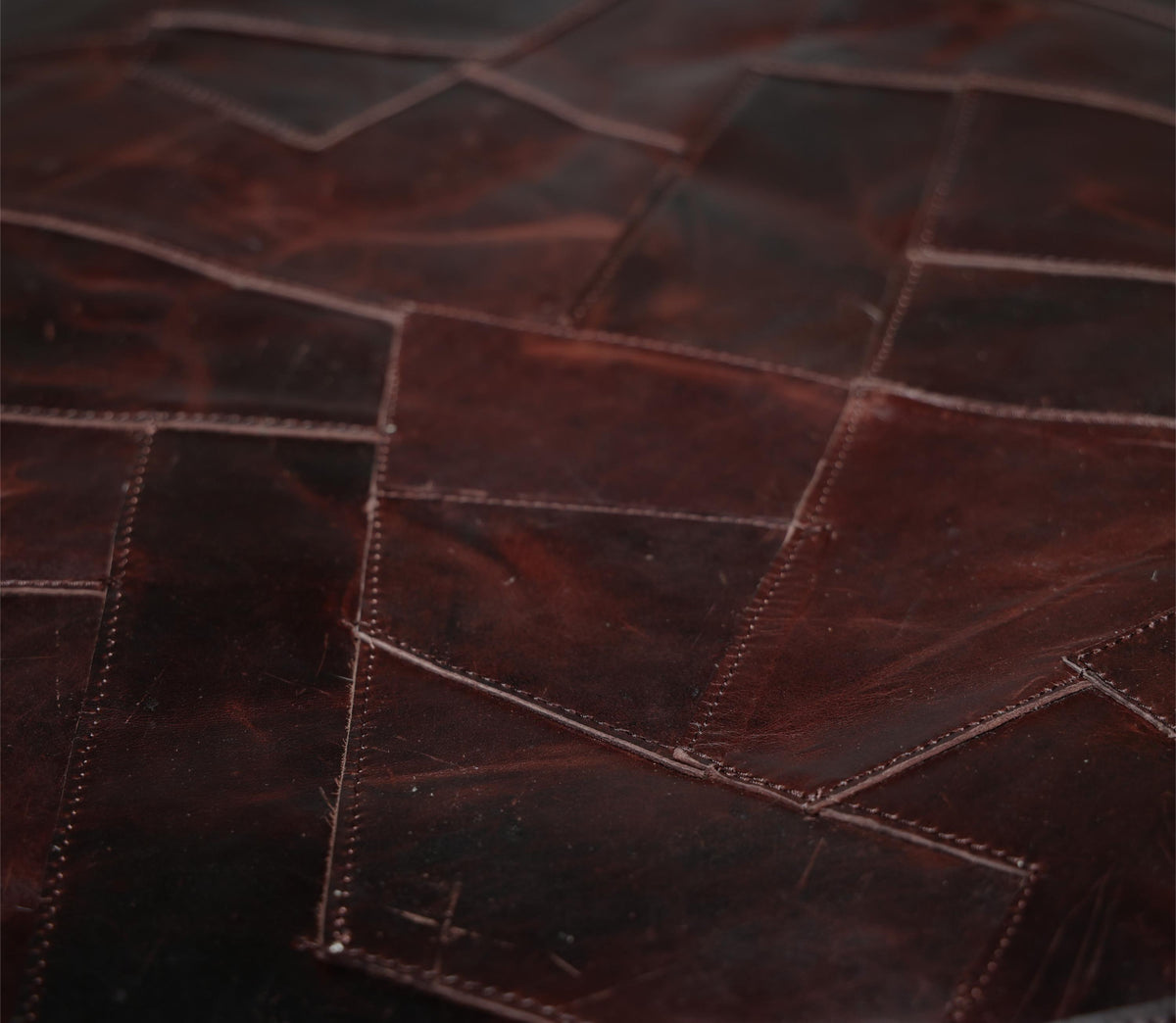 Luxury Distressed Brown Genuine Leather Patchwork Throw Pillow 16x24 | Handmade Designer Lumbar Cushion
