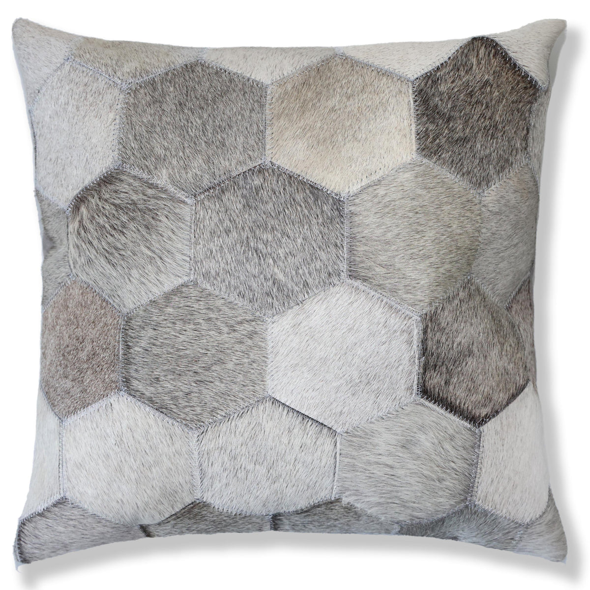 Luxury Hexagon Genuine Hair-On Cowhide Pillow 18x18 | Handmade