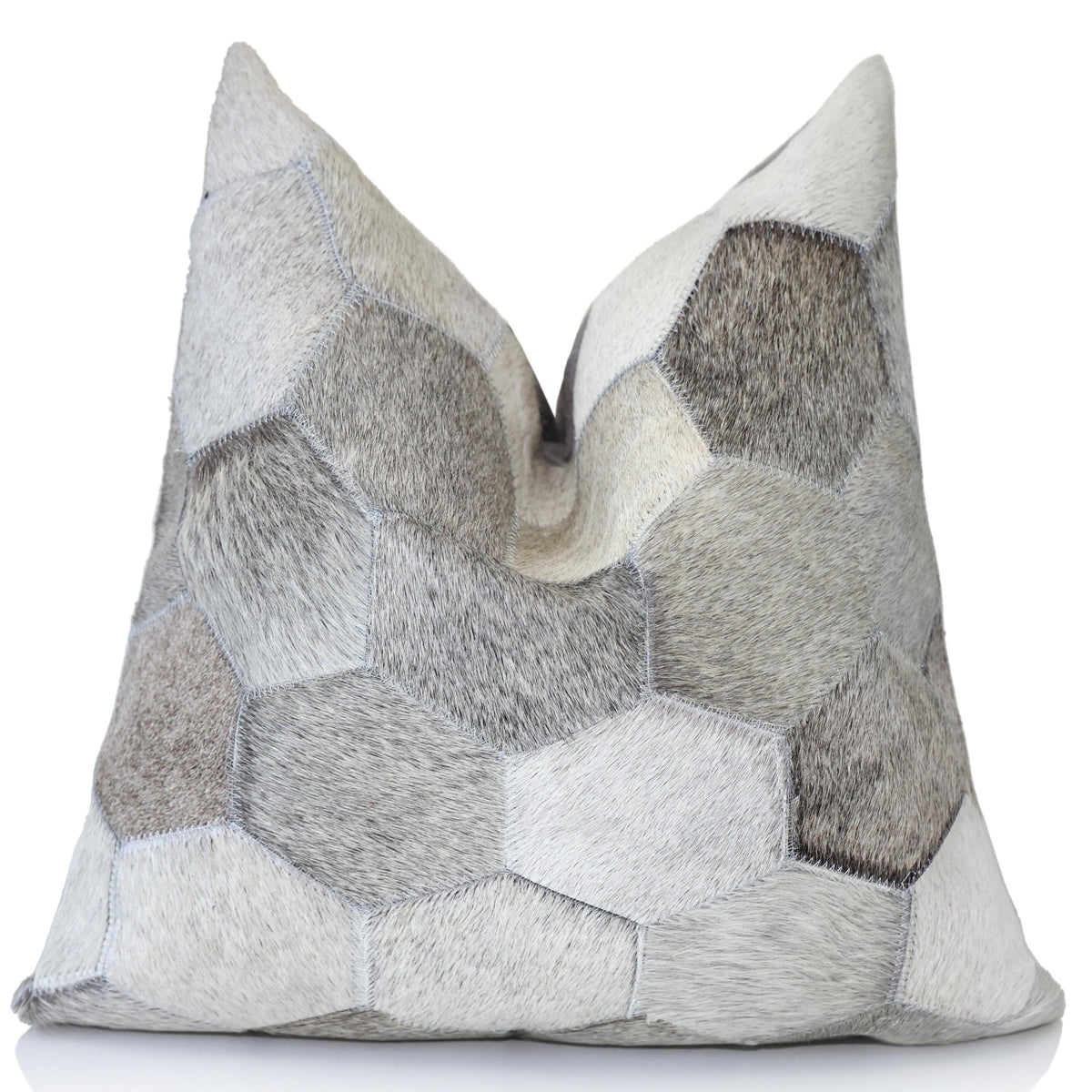 Luxury Hexagon Genuine Hair-On Cowhide Pillow 18x18 | Handmade