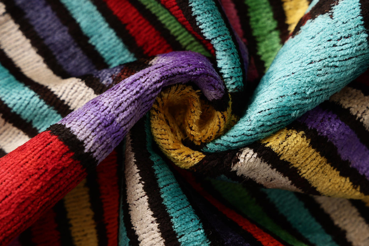 The Vibrant Multi-Color Geometric Silk Velvet Pillow - 20" x 20"