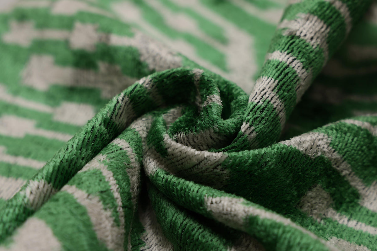 Handwoven Green Ikat Silk Velvet Pillow 20x20 Inch | Luxury Organic Decorative Throw Pillow