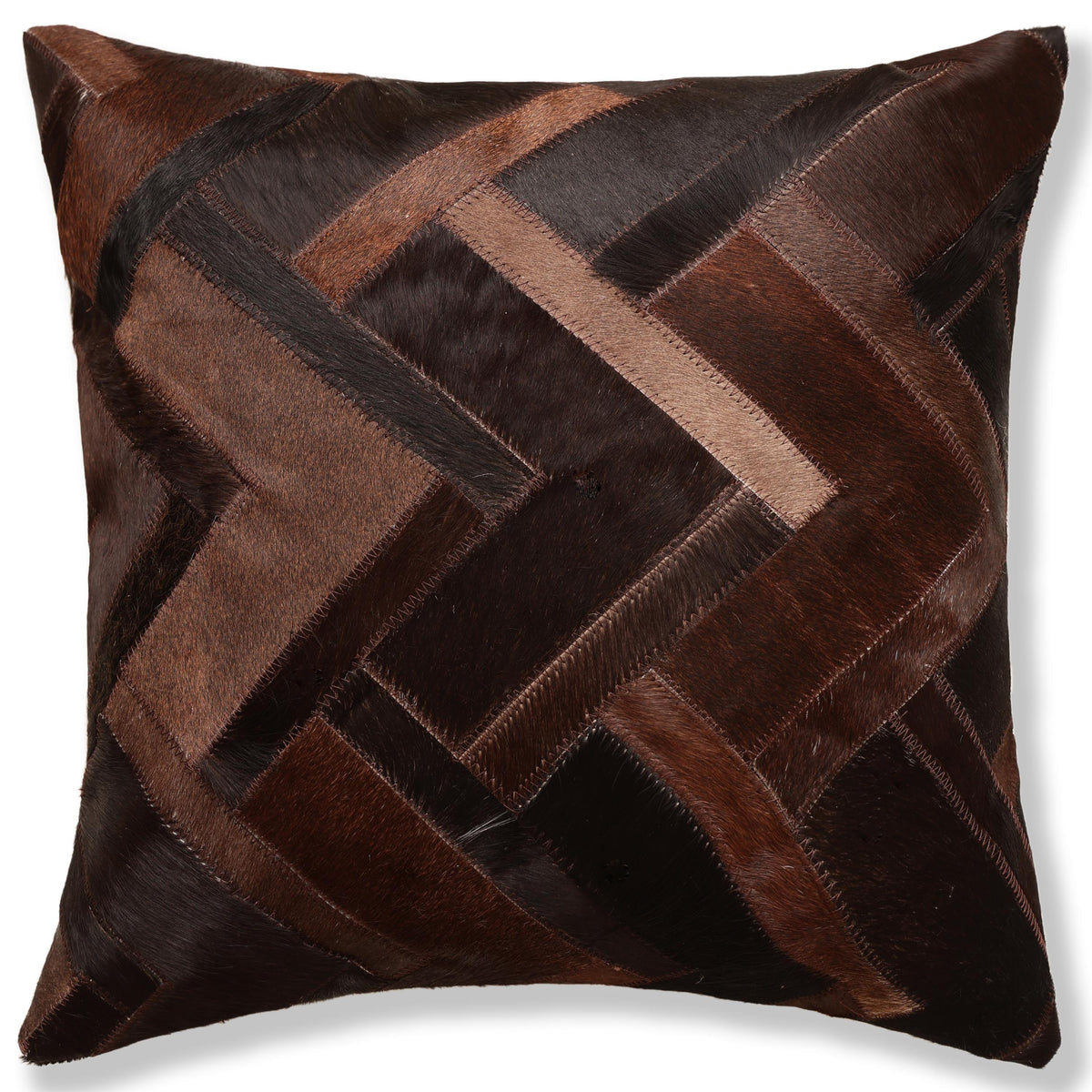 Luxury Geometric Genuine Hair-On Cowhide Pillow 18x18 | Handmade