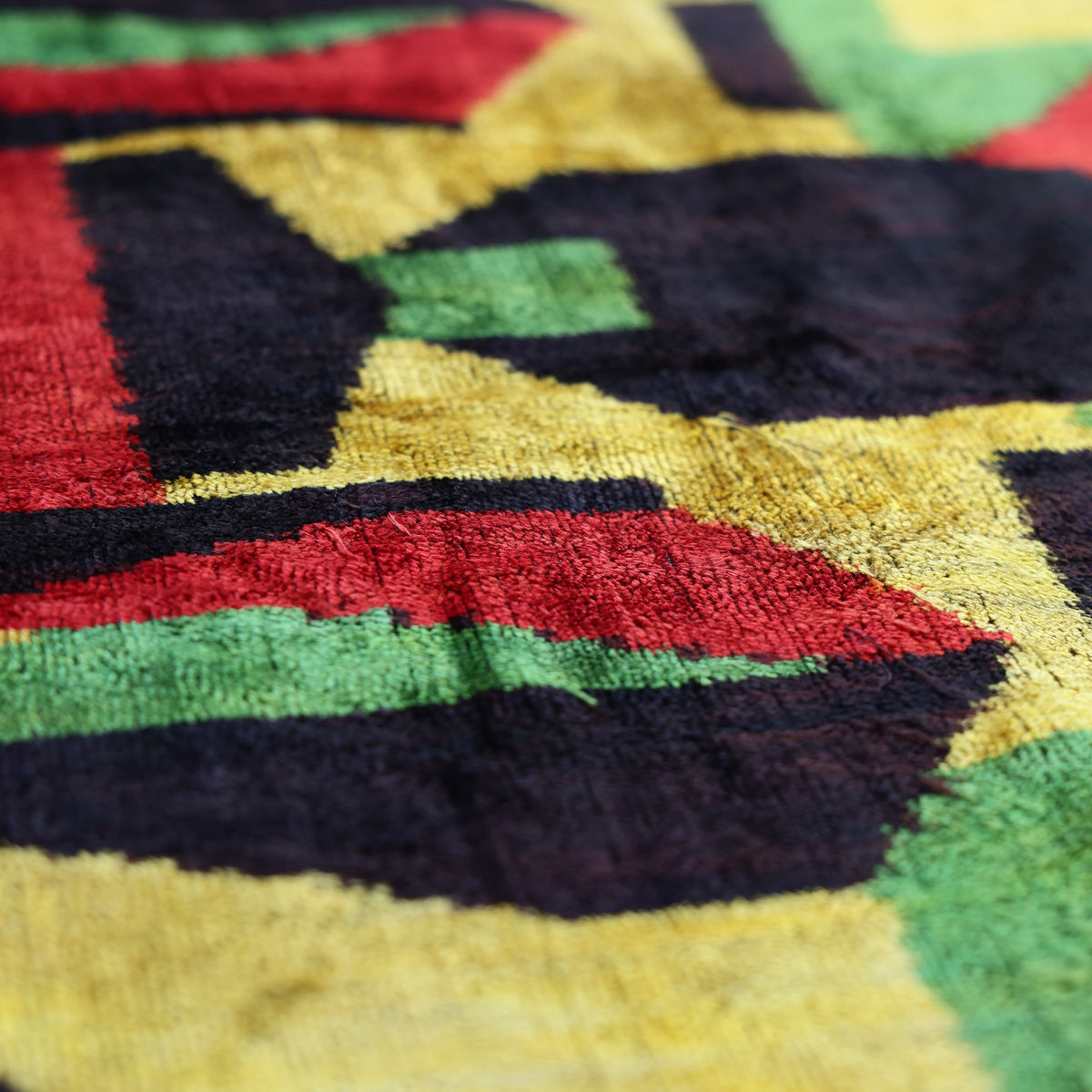 Handmade Velvet Ikat Lumbar Pillow 16x24 | Multicolor Geometric