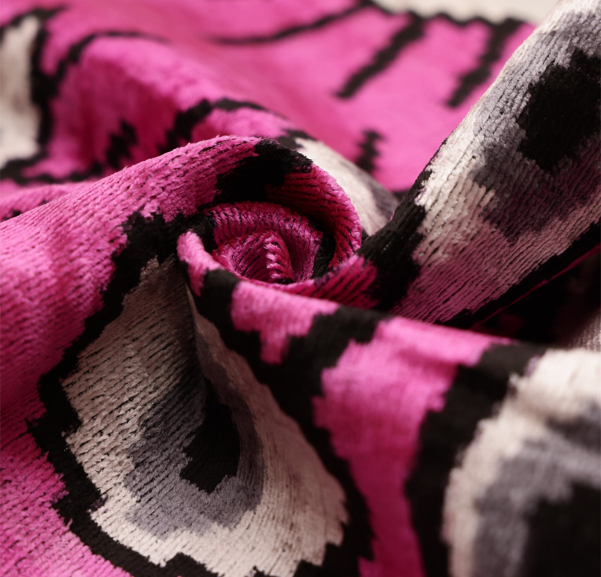 Handmade Velvet Ikat Eye Lumbar Pillow 16x24 | Pink Statement