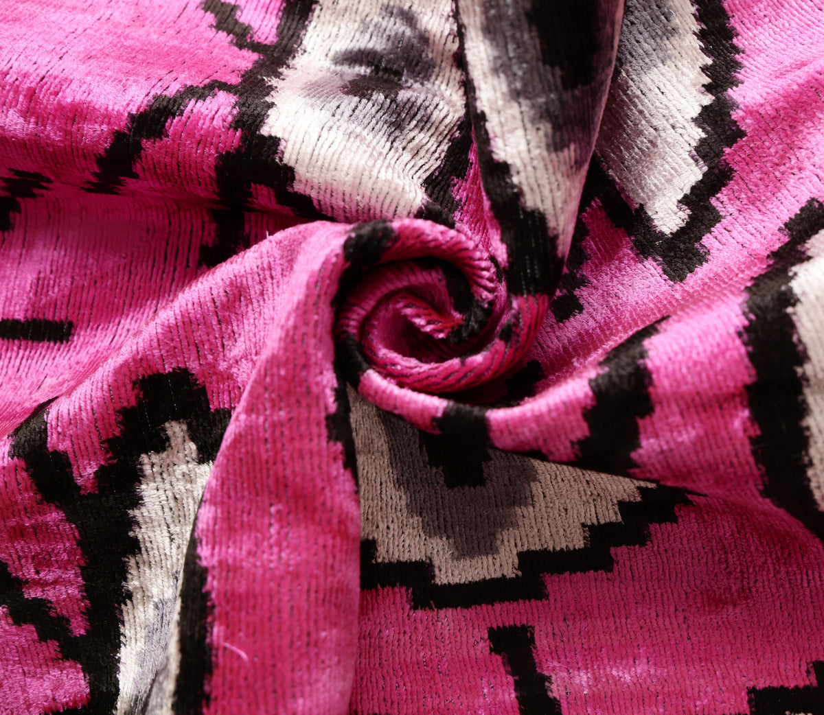 Handmade Velvet Ikat Eye Lumbar Pillow 16x24 | Pink Statement