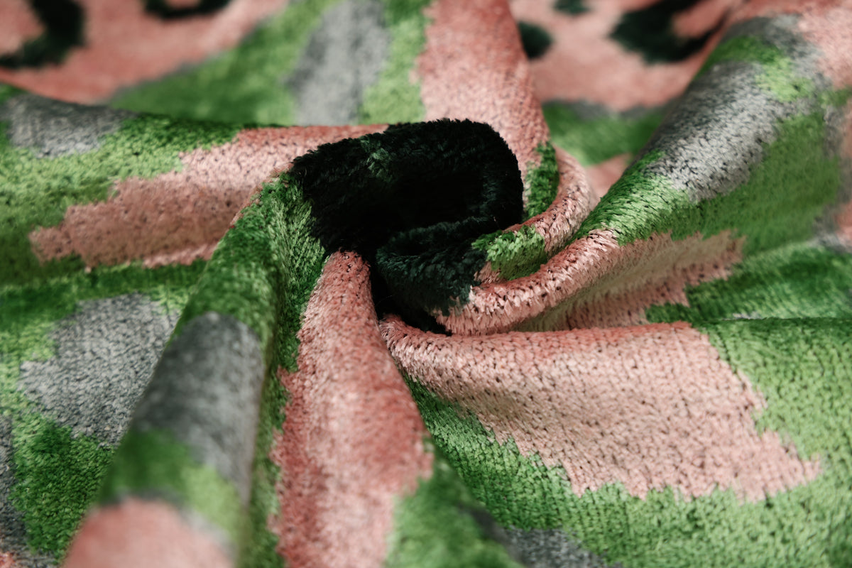 Luxury Blush & Sage Silk Velvet Throw Pillow 20x20 | Handmade Botanical Designer Cushion