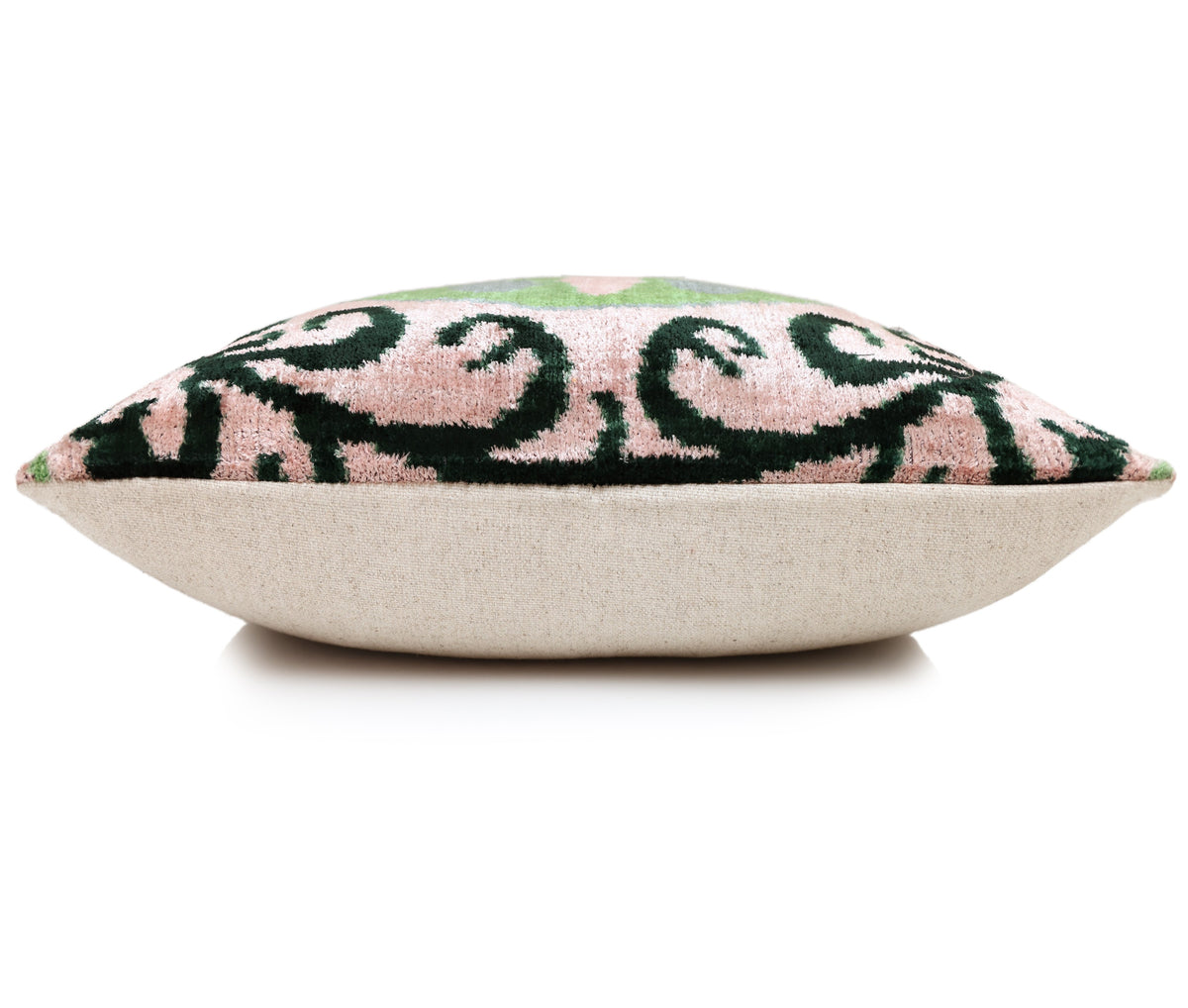 Luxury Blush & Sage Silk Velvet Throw Pillow 20x20 | Handmade Botanical Designer Cushion