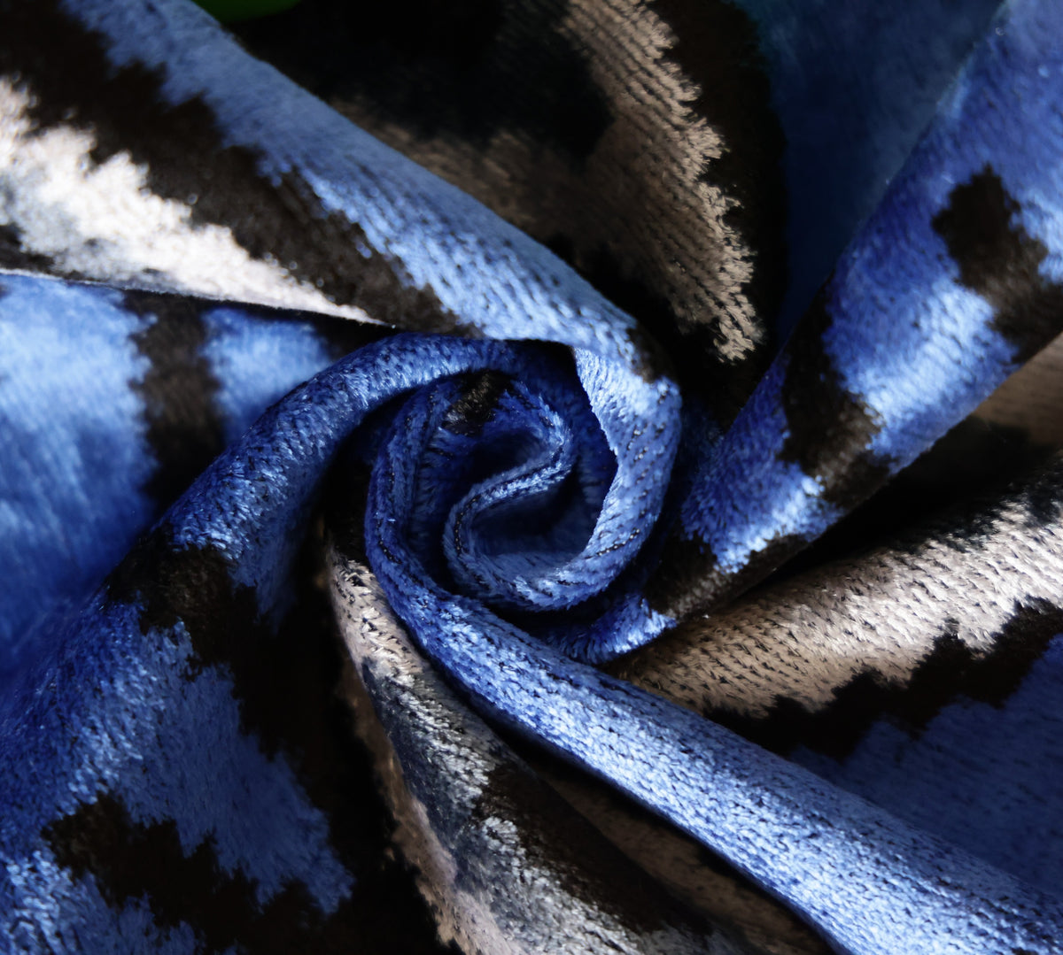 Blue Ikat Velvet Throw Pillow 16x16 | Handmade Luxury Accent