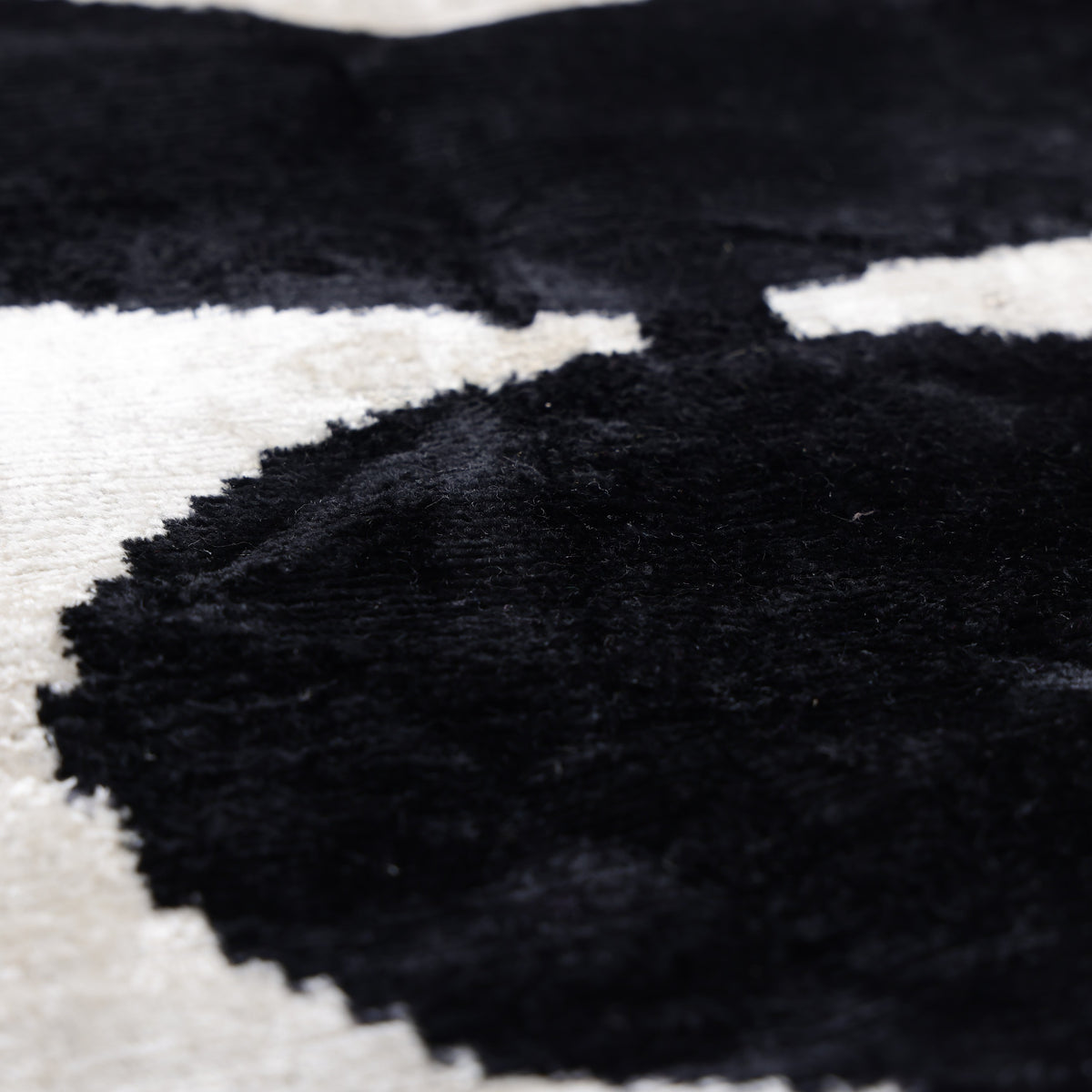 Black & Ivory Geometric Velvet Throw Pillow 16x16 | Modern Designer Favorite