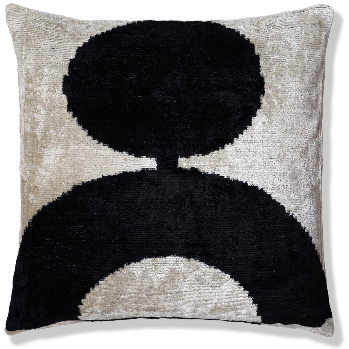 Black & Ivory Geometric Velvet Throw Pillow 16x16 | Modern Designer Favorite