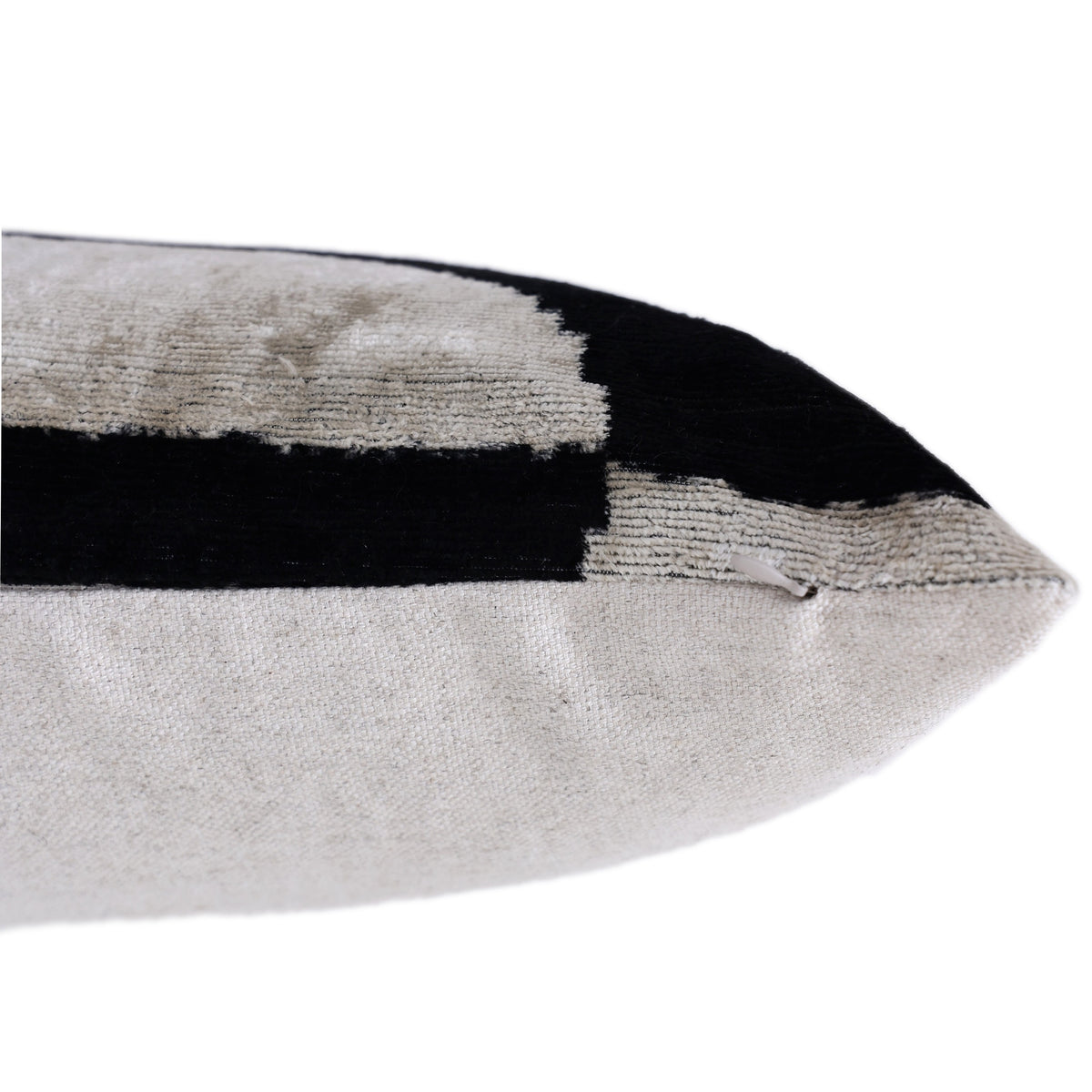 Black & Ivory Geometric Velvet Throw Pillow 16x16 | Modern Designer Favorite