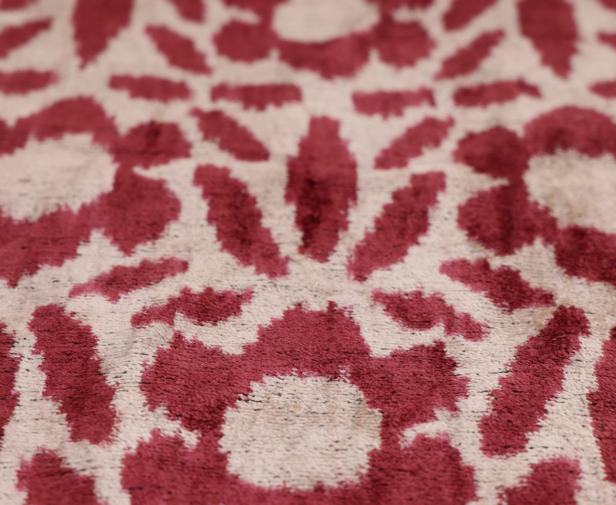 Ruby Red & Ivory Ikat Velvet Lumbar Pillow 16x24 | Classic Statement Luxury