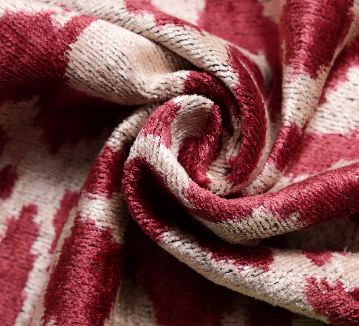 Ruby Red & Ivory Ikat Velvet Lumbar Pillow 16x24 | Classic Statement Luxury