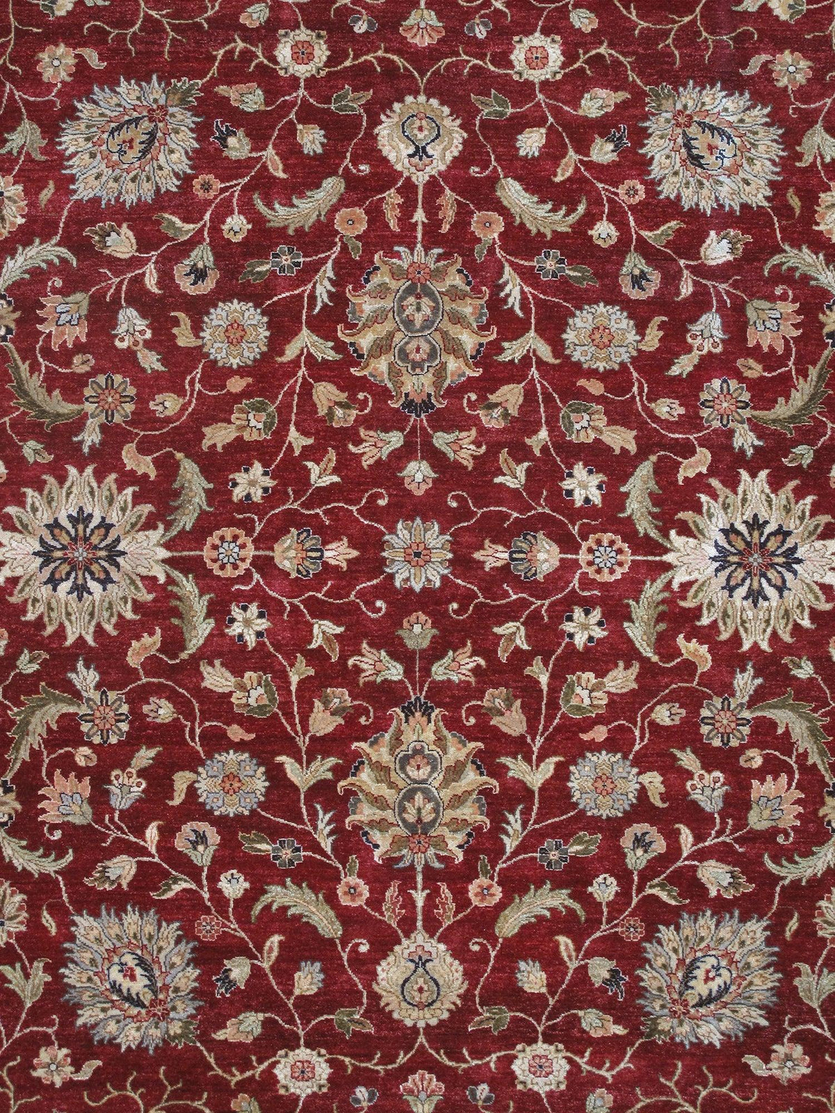 Canvello Agra Collection Hand - Knotted Red Lamb's Wool Area Rug - 9'8" X 13'3" - Canvello