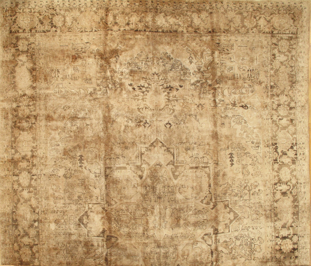 Canvello Antique Heriz Beige Oriental Rug - 13' x 19' - Canvello