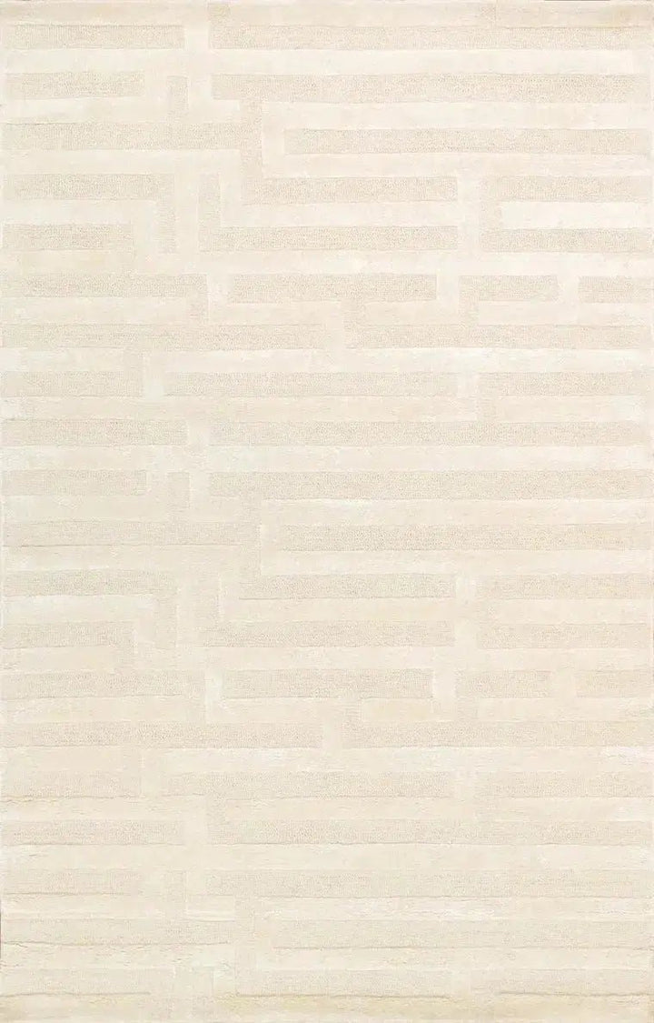 Canvello Bamboo Silk & Wool Flatweave Ivory Rug - 7'9" X 9'9" - Canvello