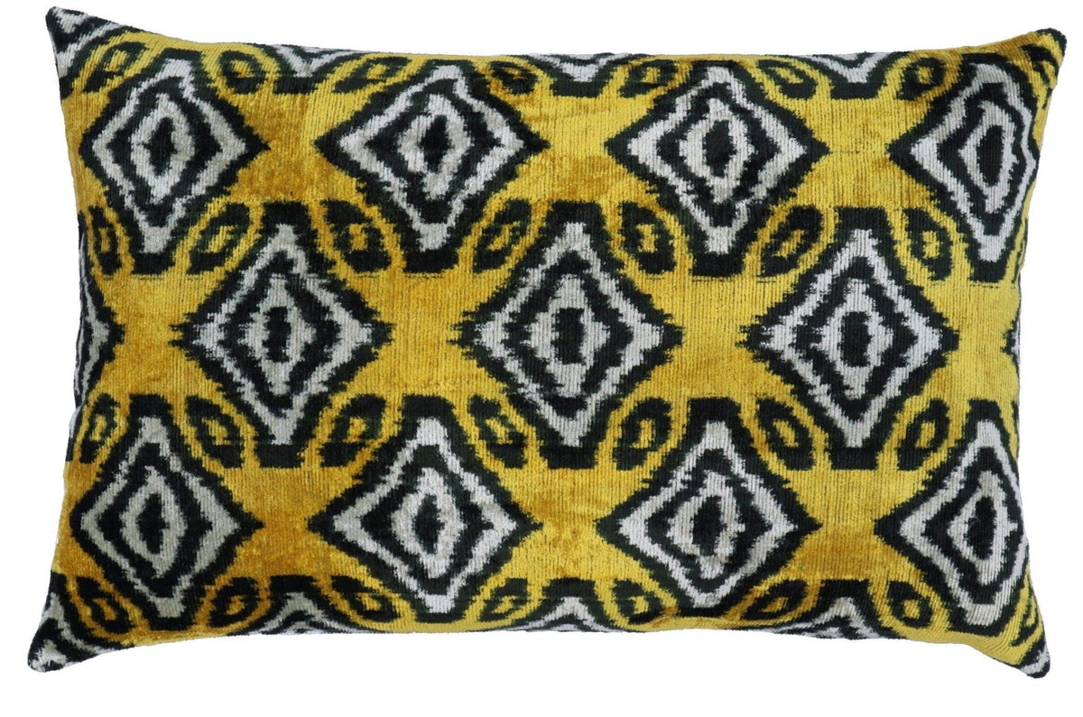 Canvello Black And Yellow Throw Pillows For Couch with Down Insert - 16x24 in - Canvello