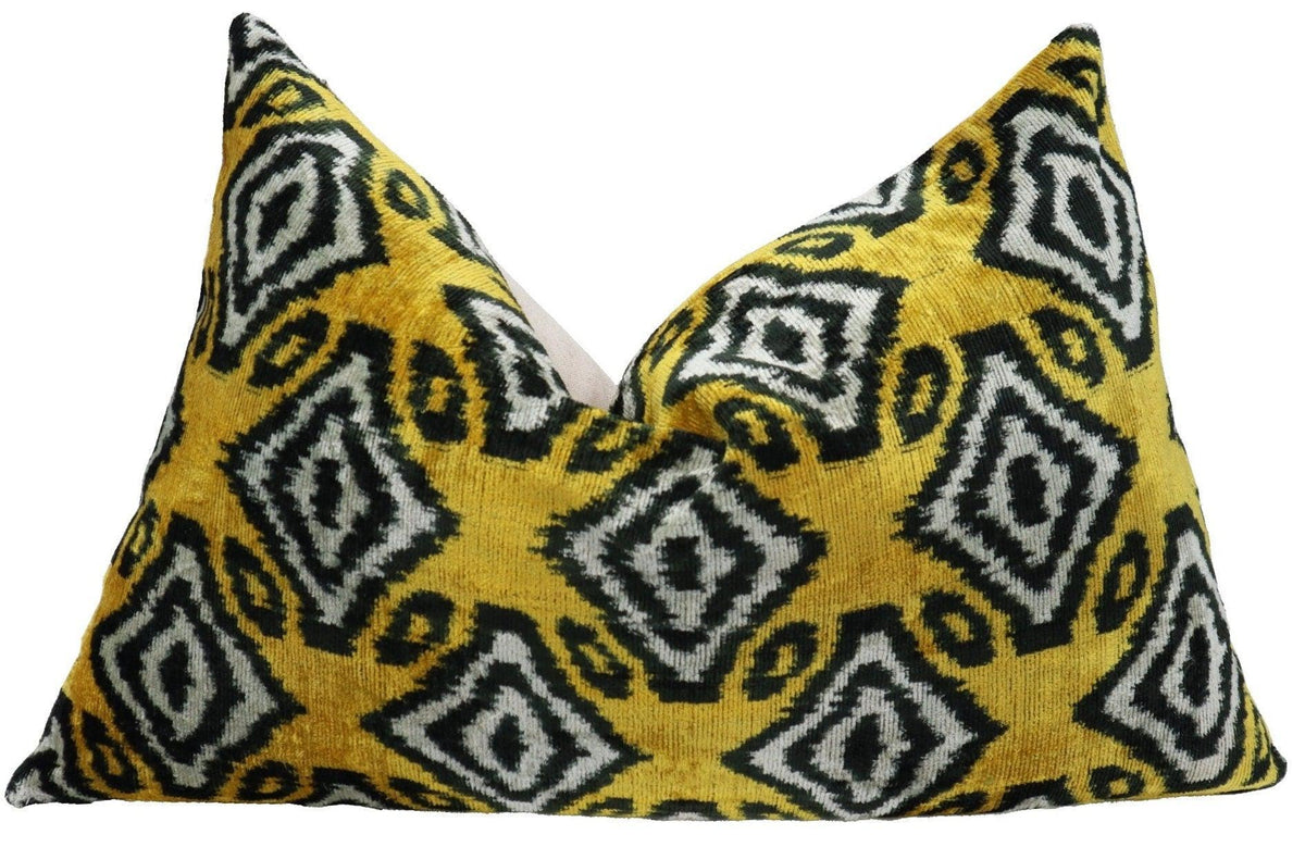 Canvello Black And Yellow Throw Pillows For Couch with Down Insert - 16x24 in - Canvello