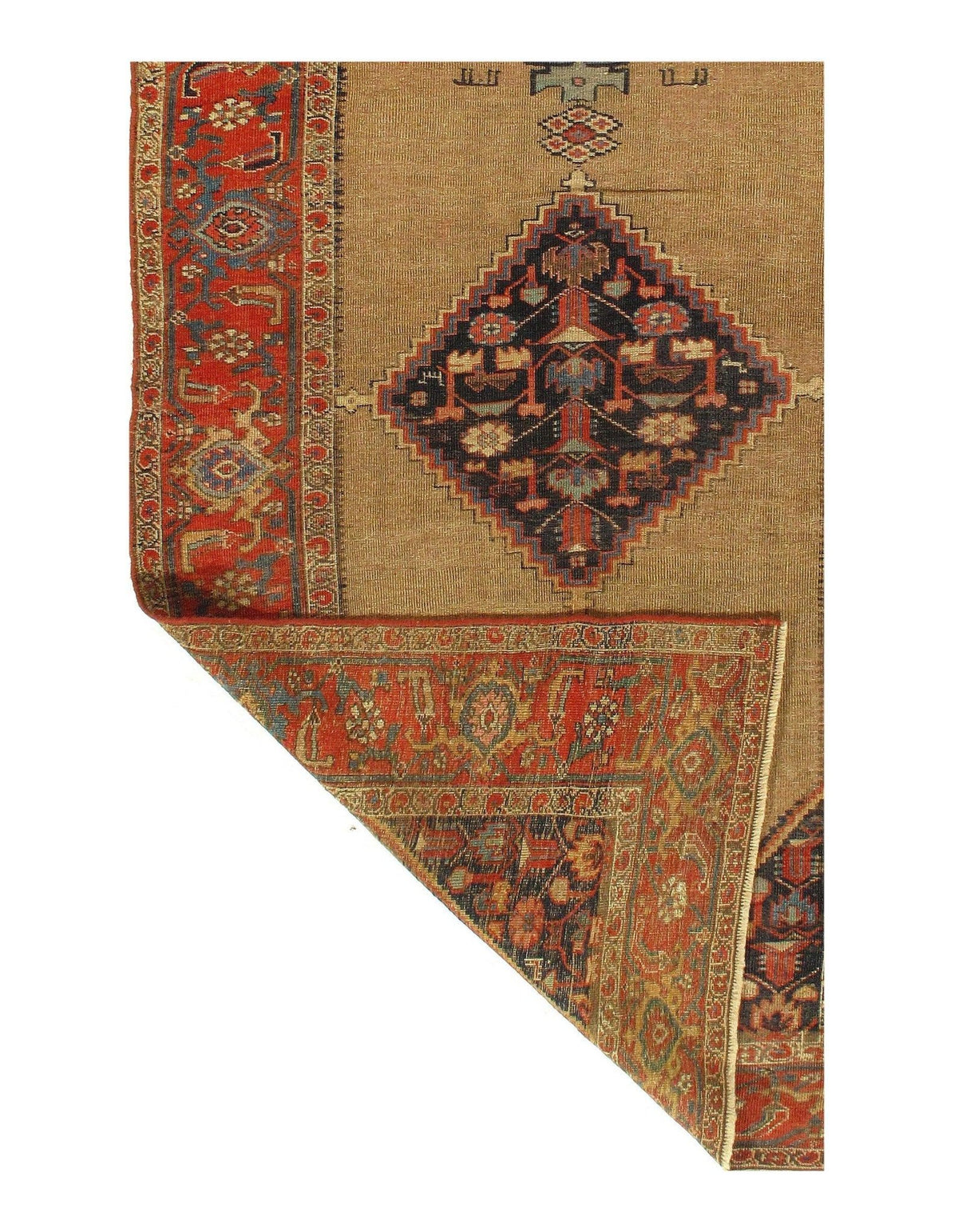 Canvello Camel Color Antique Silkroad Bidjar Rug - 4'2" X 7'6" - Canvello