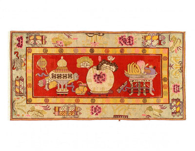 Canvello circa 1880 Fine Vintage Khotan rug - 4'4" x 9'1" - Canvello