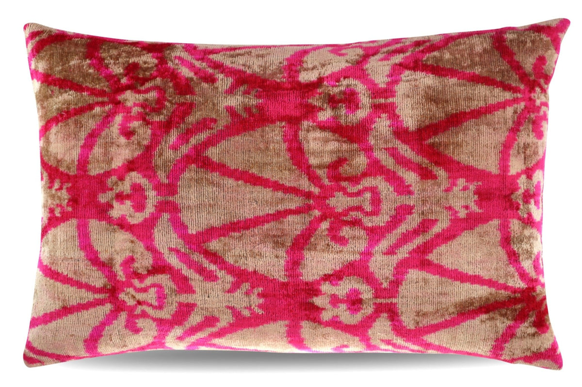 Canvello Decorative Pink Beige Geometric Throw Pillow Down Feather Filled - 16x24 in