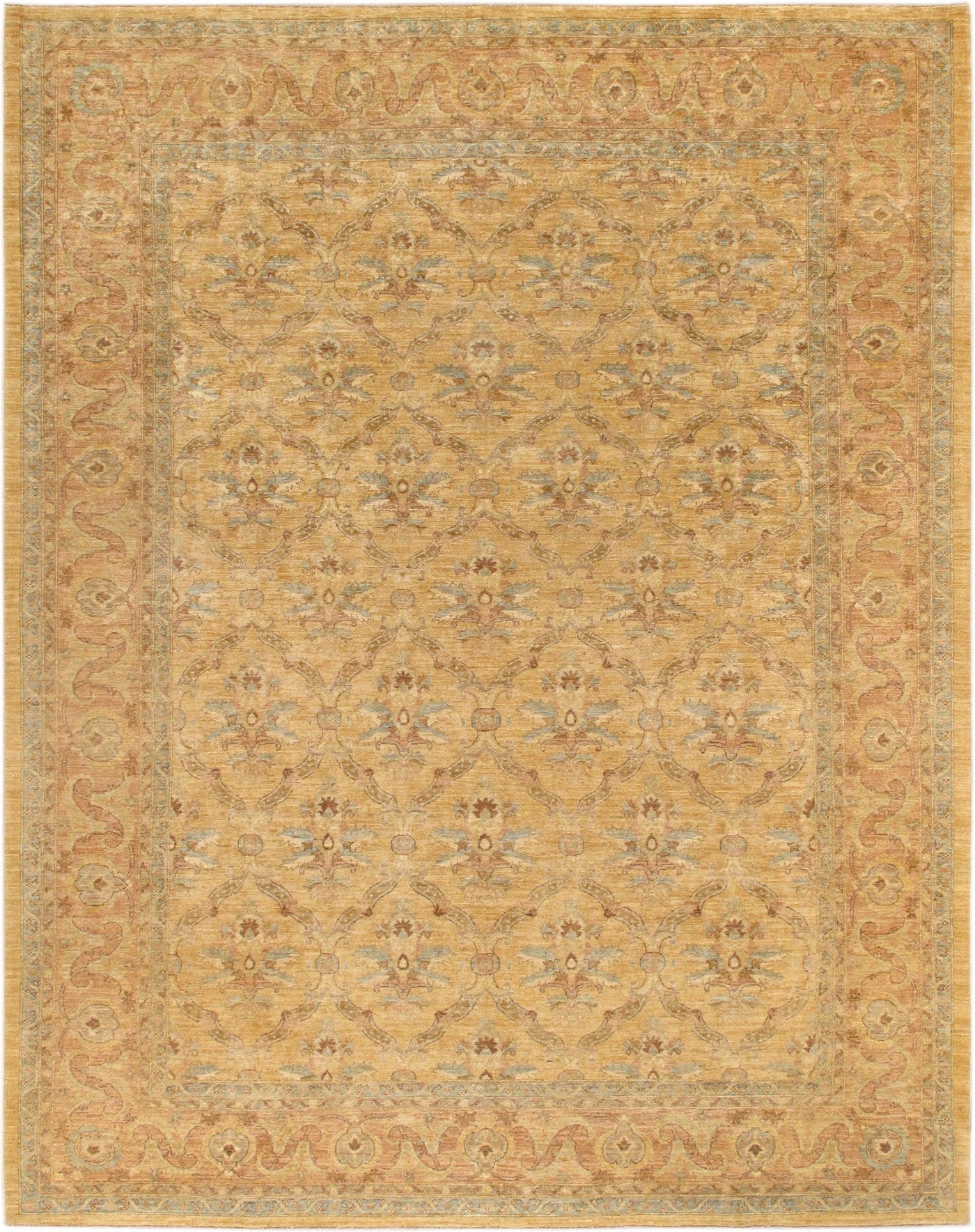 Canvello Ferehan Hand-Knotted Lamb's Wool Area Rug- 8'11" X 11'5"