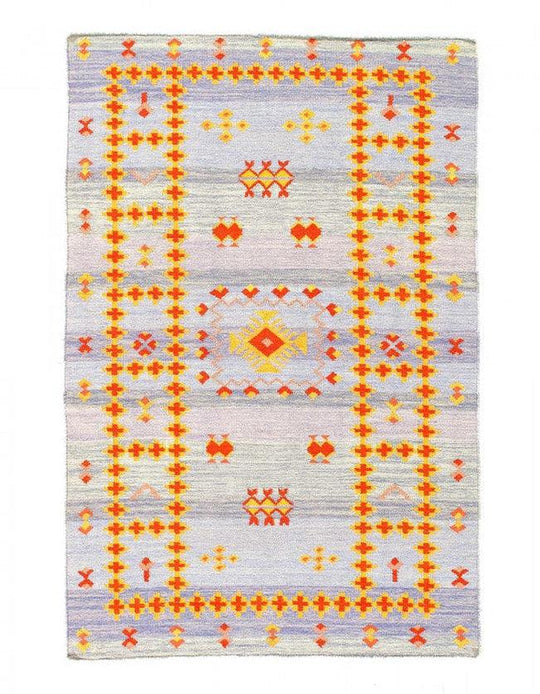 Canvello Fine Hand Knotted Flat Weave silk Moroccan Rug - 4' X 6' - Canvello