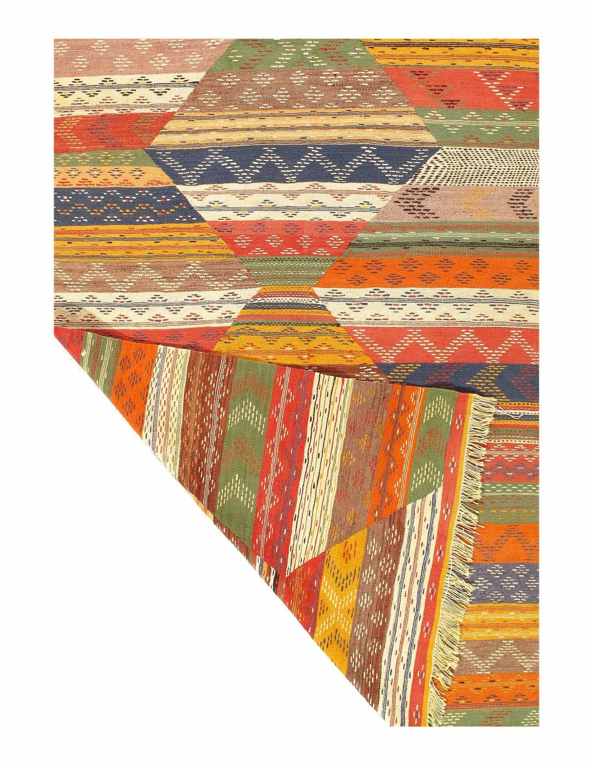 Canvello Fine Hand woven Flat Weave vintage Moroccan 4'11'' X 8'8'' - Canvello