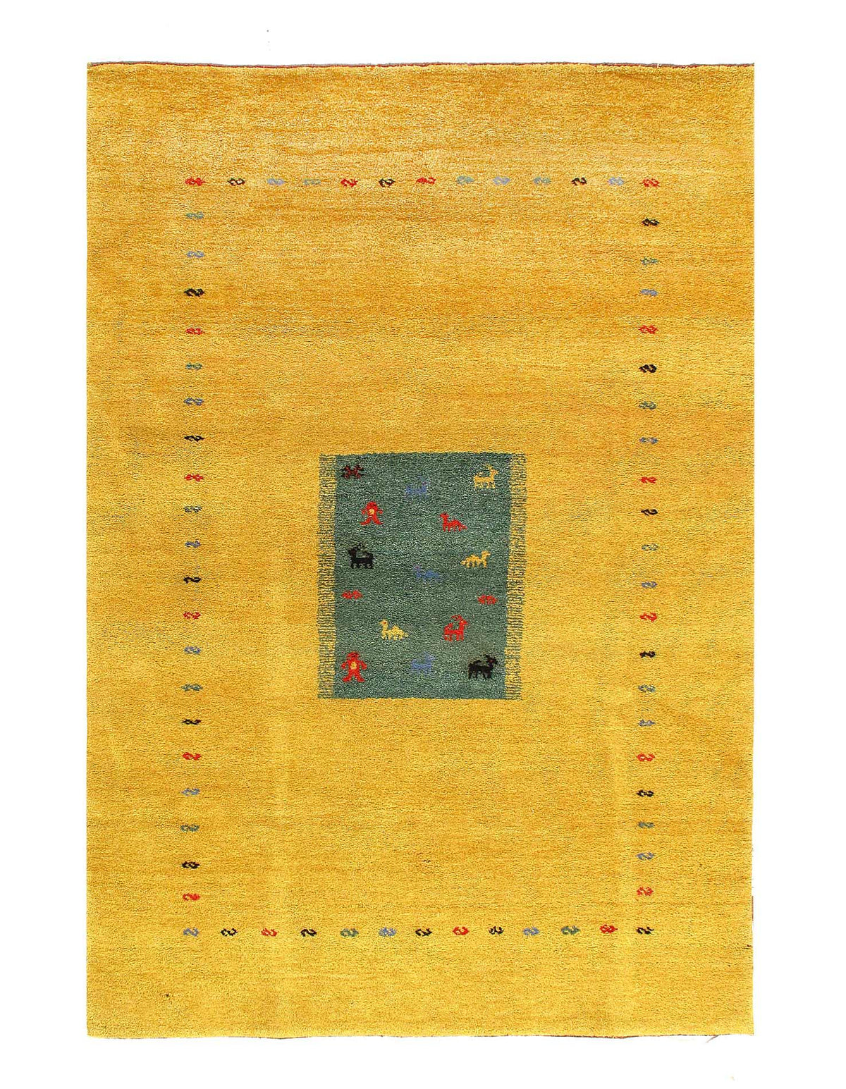 Canvello Gabbeh Green And Gold Area Rug - 5' X 8' - Canvello
