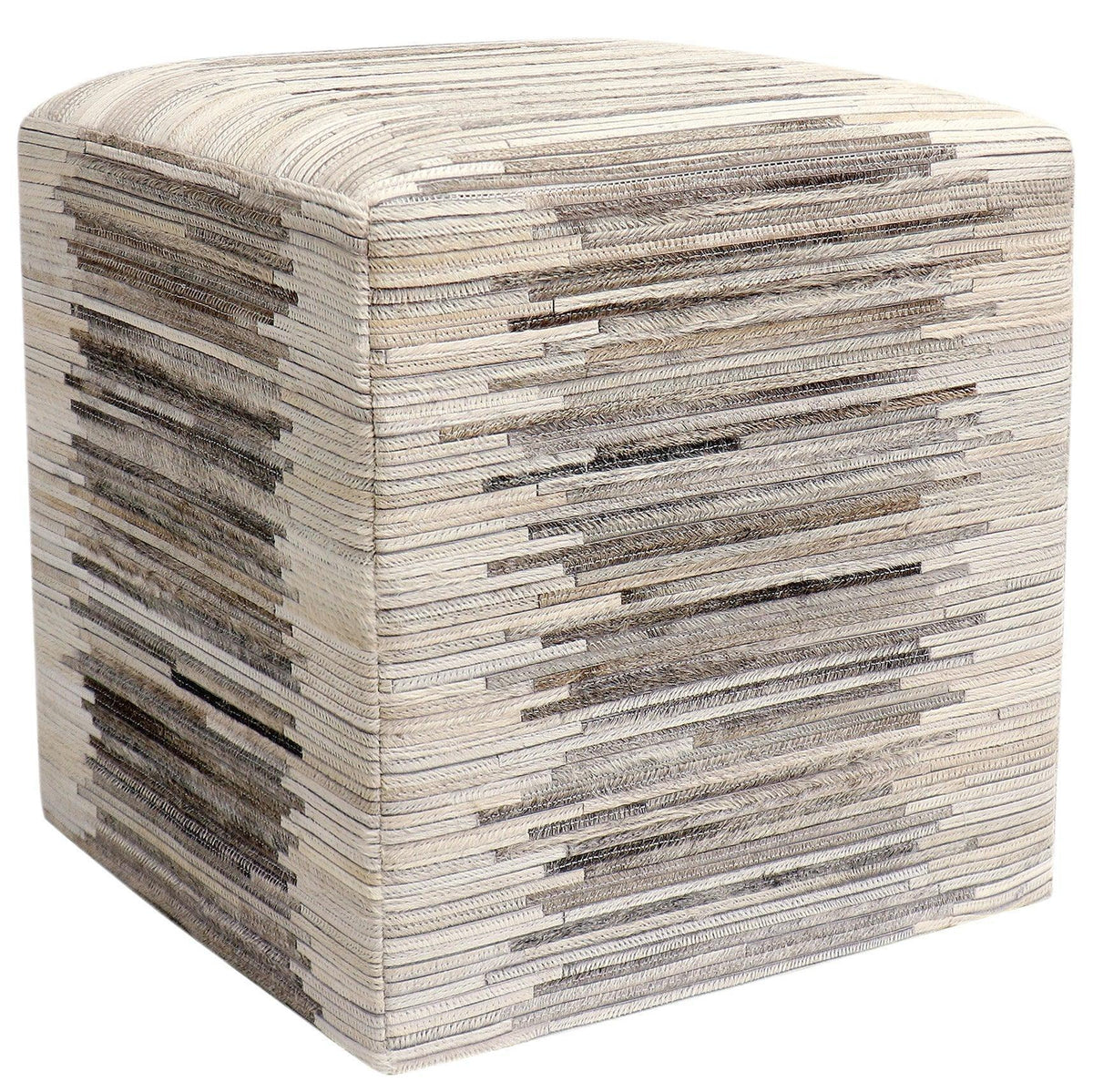 Canvello Galaxy Cowhide & Sari Silk Pouf Ottoman - Canvello
