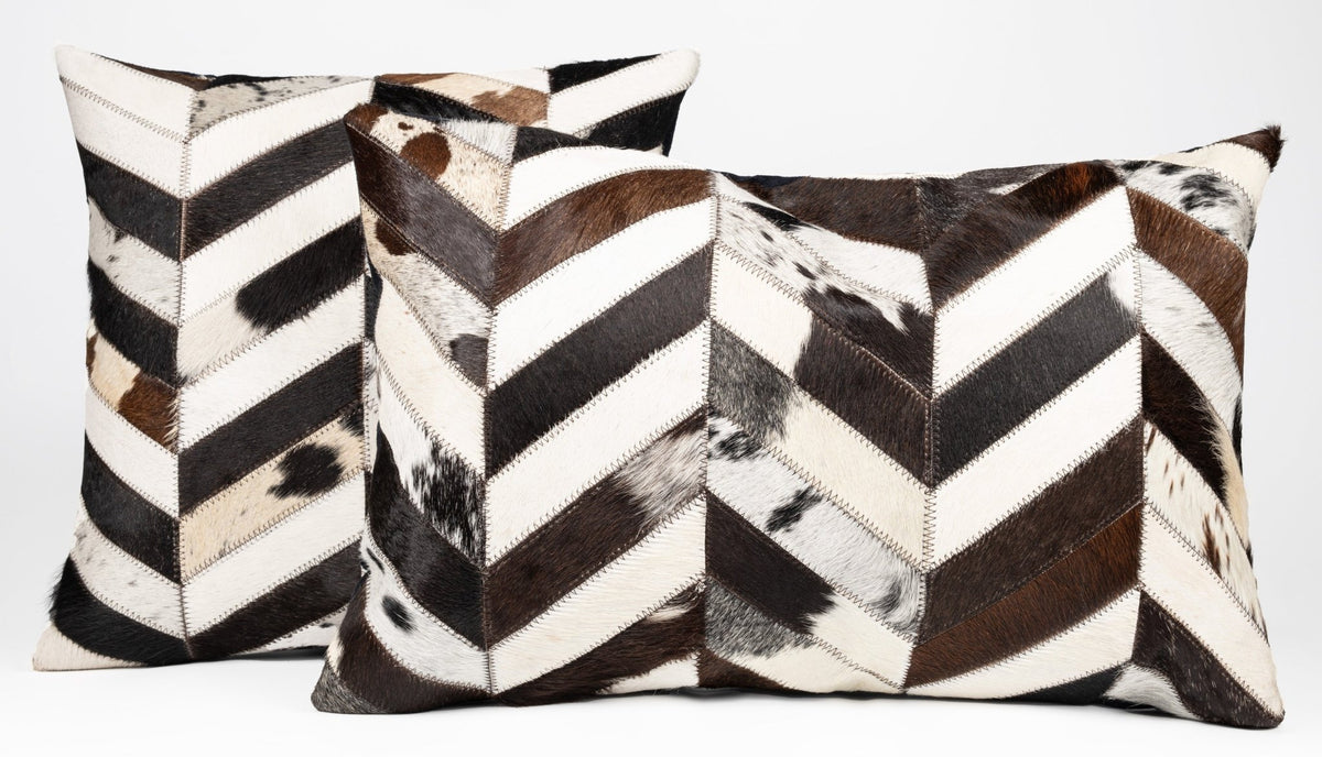 Canvello Genuine Cowhide Leather Decorative Throw Pillows - Handmade Patchwork Boho Accent Pillows For Sofa, Couch, Bed, Chair - Western Southwestern Farmhouse Pillow Covers With Feather Down Insert Included