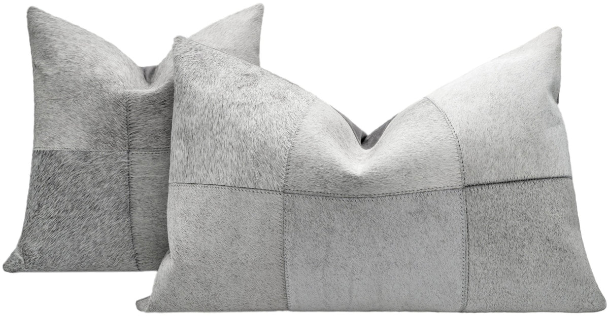 Canvello Genuine Cowhide Leather Decorative Throw Pillows - Handmade Patchwork Boho Accent Pillows For Sofa, Couch, Bed, Chair - Western Southwestern Farmhouse Pillow Covers With Feather Down Insert Included