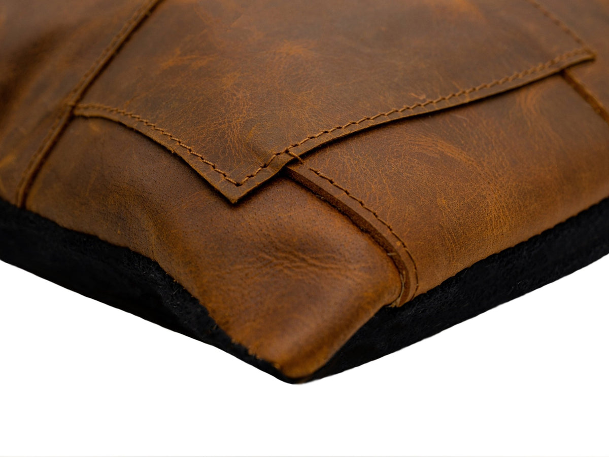 Canvello Genuine Cowhide Leather Decorative Throw Pillows - Handmade Patchwork Boho Accent Pillows For Sofa, Couch, Bed, Chair - Western Southwestern Farmhouse Pillow Covers With Feather Down Insert Included) - Canvello