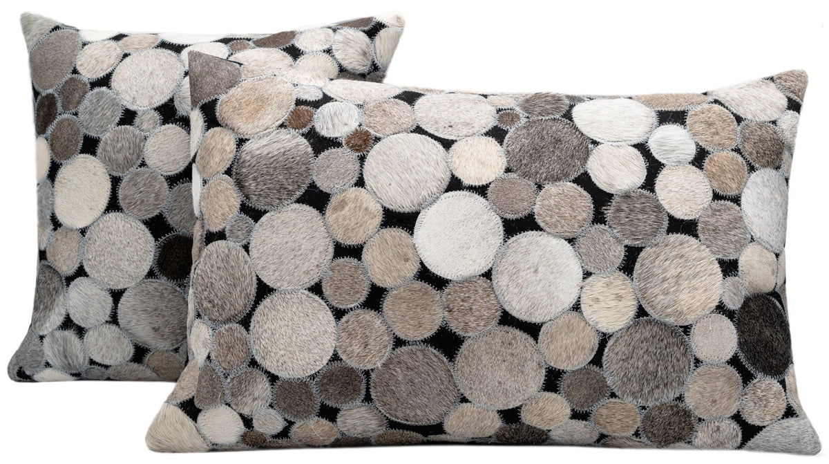 Canvello Genuine Cowhide Leather Decorative Throw Pillows - Handmade Patchwork Boho Accent Pillows For Sofa, Couch, Bed, Chair - Western Southwestern Farmhouse Pillow Covers With Feather Down Insert Included) - Canvello
