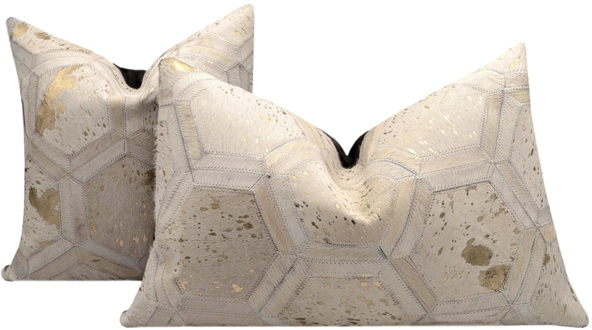 Canvello Genuine Cowhide Leather Decorative Throw Pillows - Handmade Patchwork Boho Accent Pillows For Sofa, Couch, Bed, Chair - Western Southwestern Farmhouse Pillow Covers With Feather Down Insert Included
