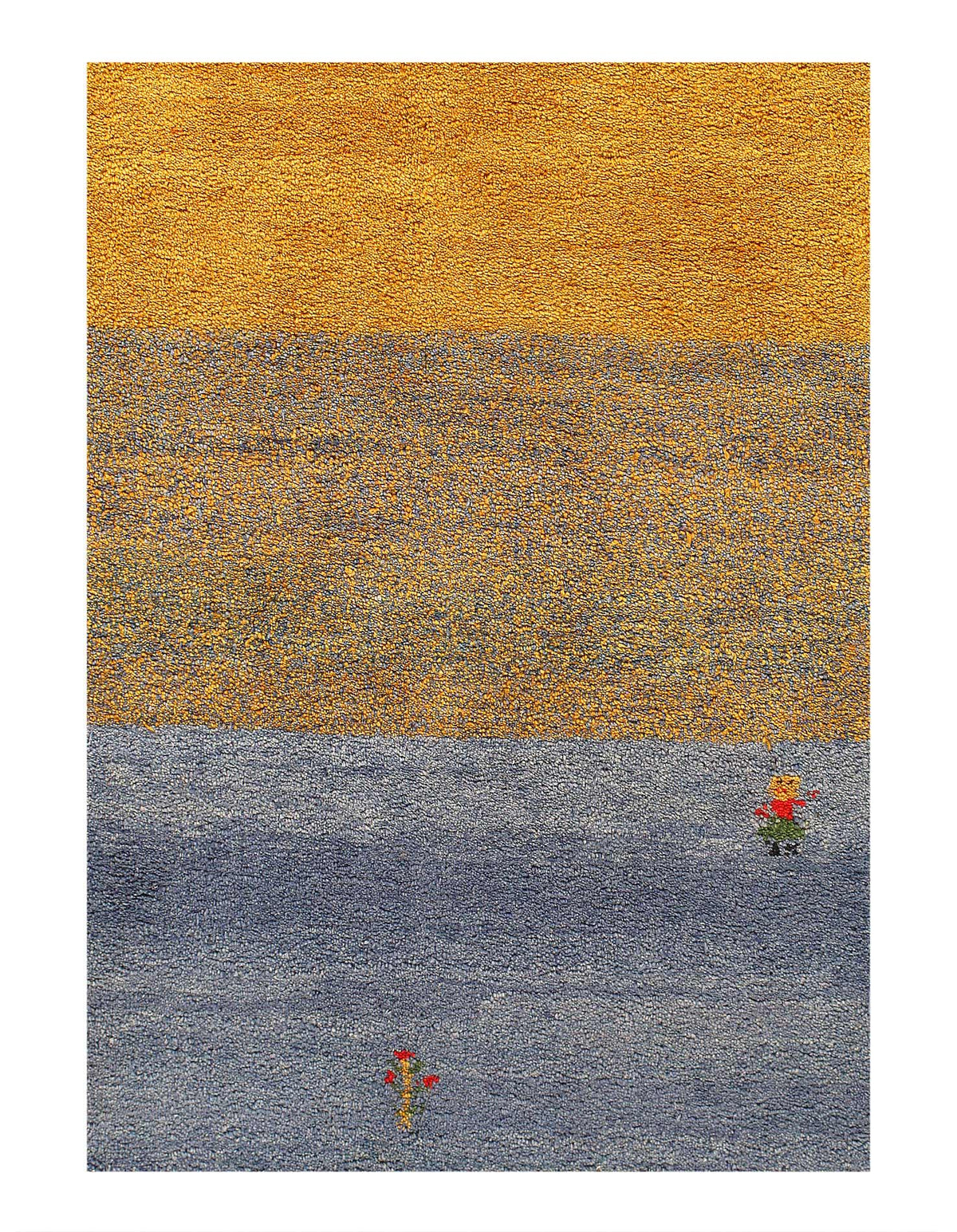 Canvello Gold and Blue Gabbeh Design Rug - 6' X 9' - Canvello