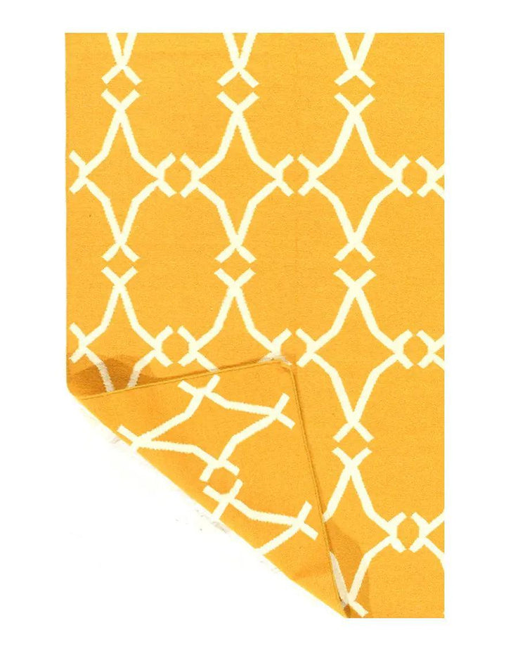 Canvello Gold color Modern Flat Weave Rug - 5' X 8' - Canvello