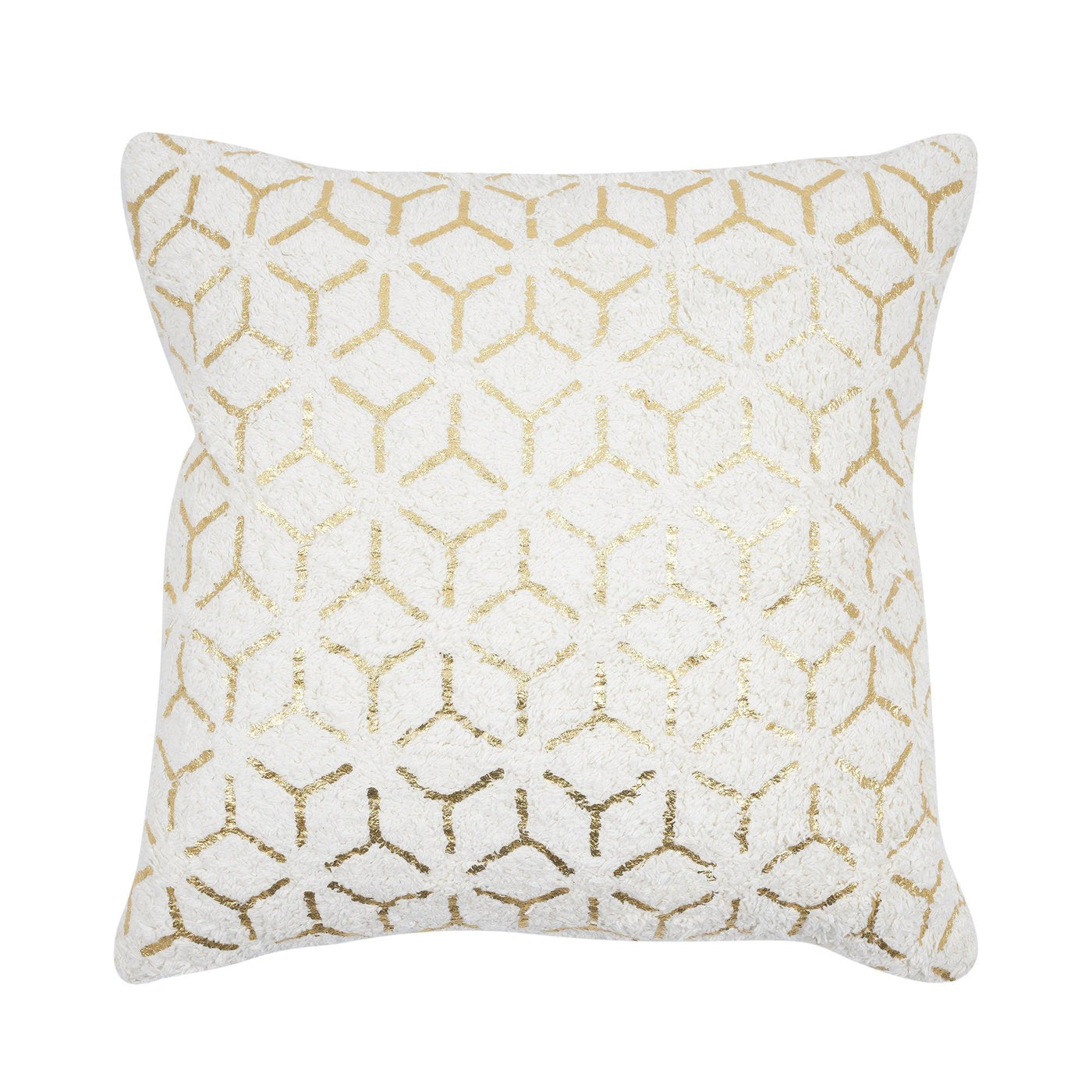 Canvello Grandcanyon Geometric Gold Foil Cotton Pillow, White