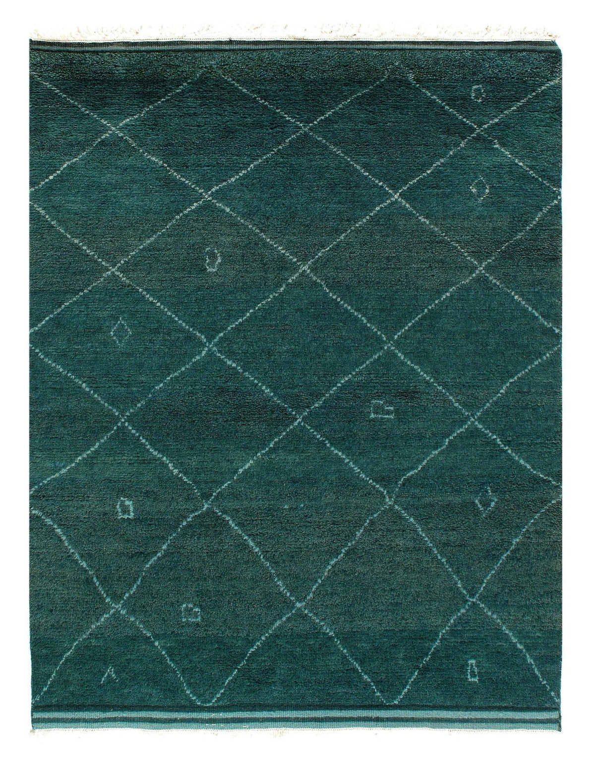 Canvello Green Color Hand knotted Moroccan - 4'8'' X 5'11'' - Canvello